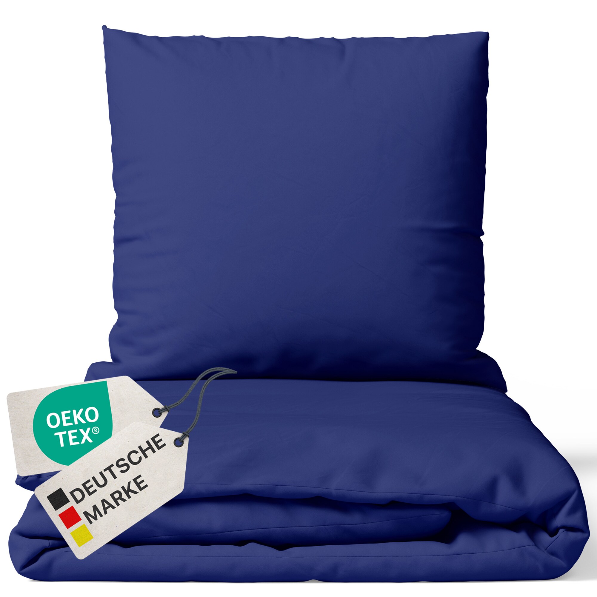 NYVI Bettw&auml;sche Set DreamScience Mikrofaser Uni - Atmungsaktiv & Weich - Mit Rei&szlig;verschluss Farbe:navyblau;Gr&ouml;&szlig;e:200x200 + 2x 80x80 cm - Bild 1