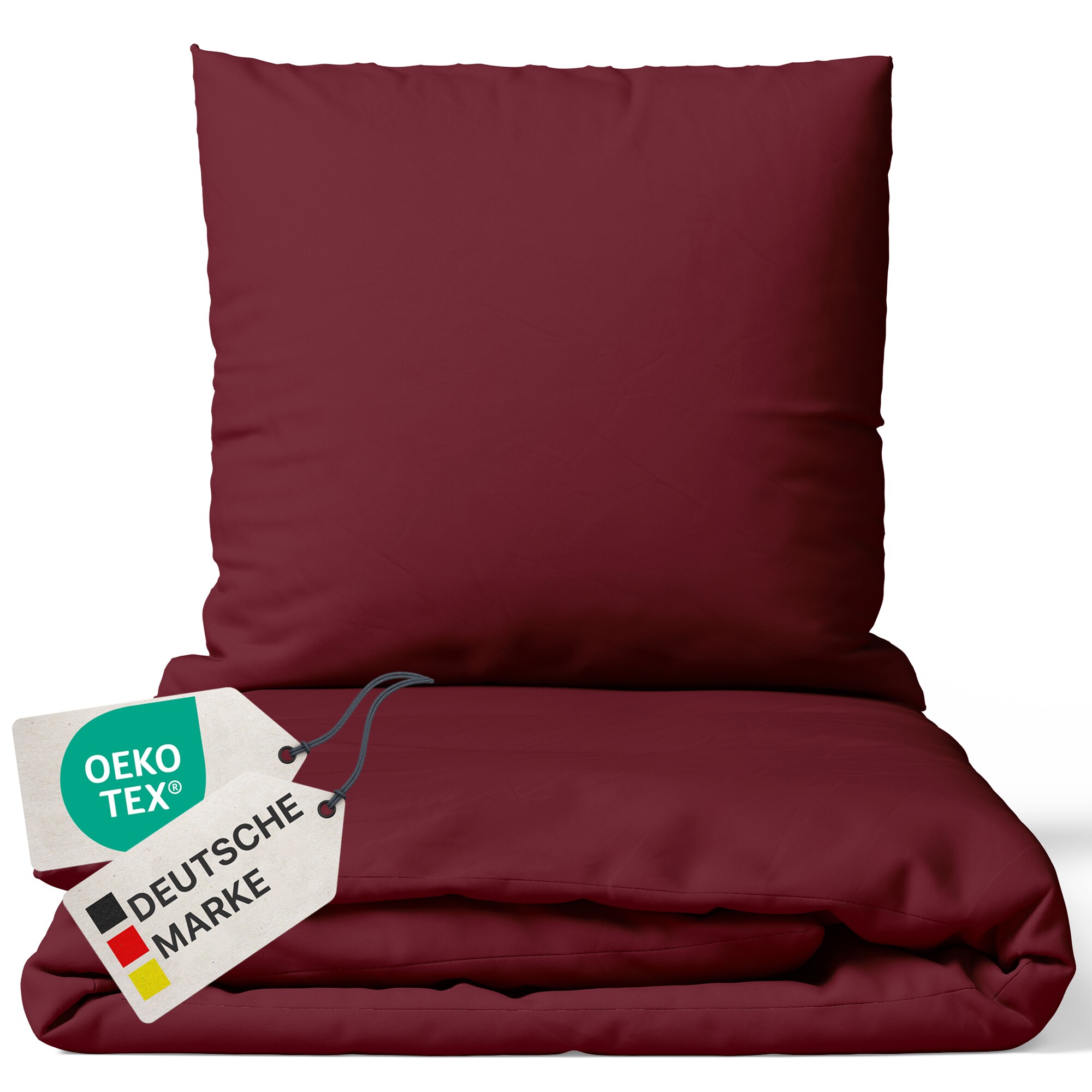 NYVI Bettw&auml;sche Set DreamScience Mikrofaser Uni - Atmungsaktiv & Weich - Mit Rei&szlig;verschluss Farbe:bordeaux;Gr&ouml;&szlig;e:200x200 + 2x 80x80 cm - Bild 1