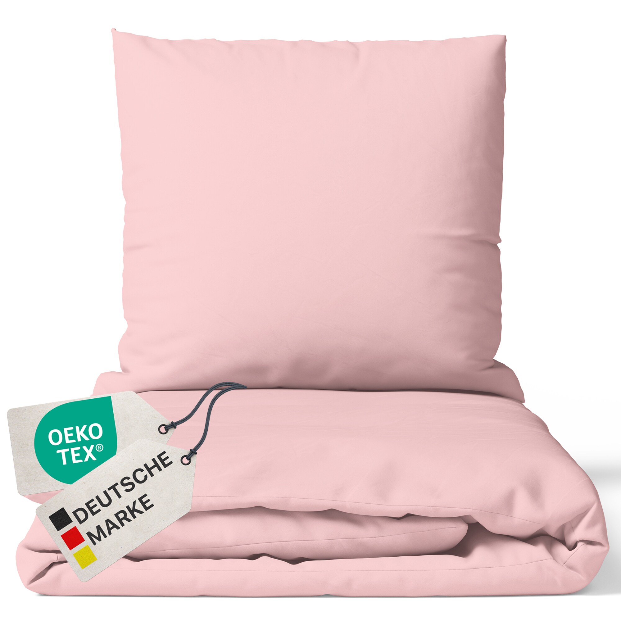 NYVI Bettw&auml;sche Set DreamScience Mikrofaser Uni - Atmungsaktiv & Weich - Mit Rei&szlig;verschluss Farbe:ros&eacute;;Gr&ouml;&szlig;e:200x200 + 2x 80x80 cm - Bild 1