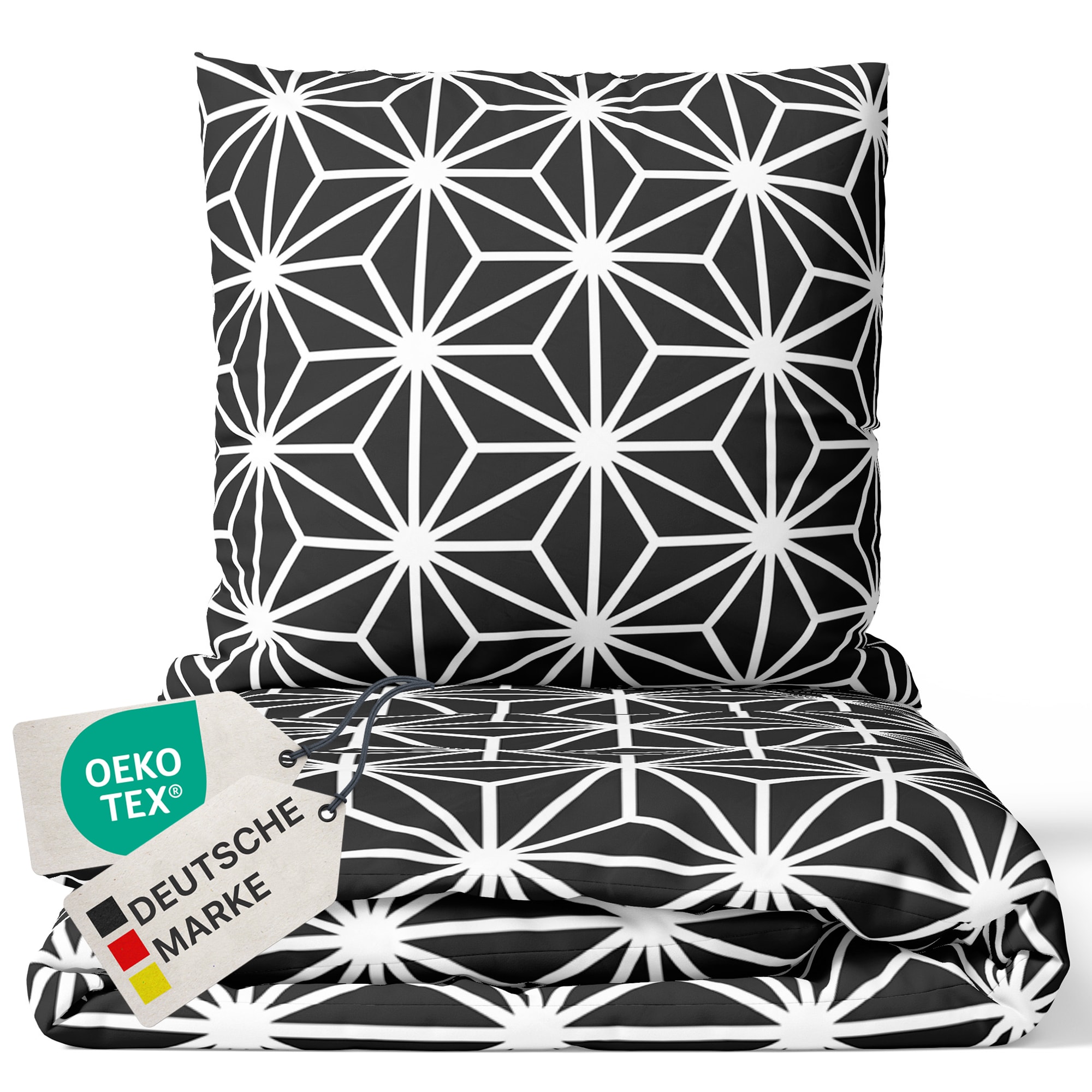 NYVI Bettw&auml;sche Set DreamScience Mikrofaser Design - Atmungsaktiv & Weich - Mit Rei&szlig;verschluss Gr&ouml;&szlig;e:135x200 + 80x80 cm;Farbe:Star - Bild 1