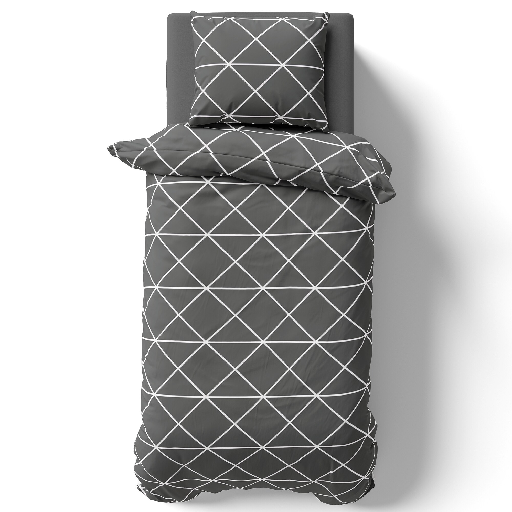 NYVI Bettw&auml;sche Set DreamScience Renforc&eacute; Design - Atmungsaktiv & Weich - 100% Baumwolle - Mit Rei&szlig;verschluss Gr&ouml;&szlig;e:135x200 + 80x80 cm;Farbe:Triangle - Bild 1