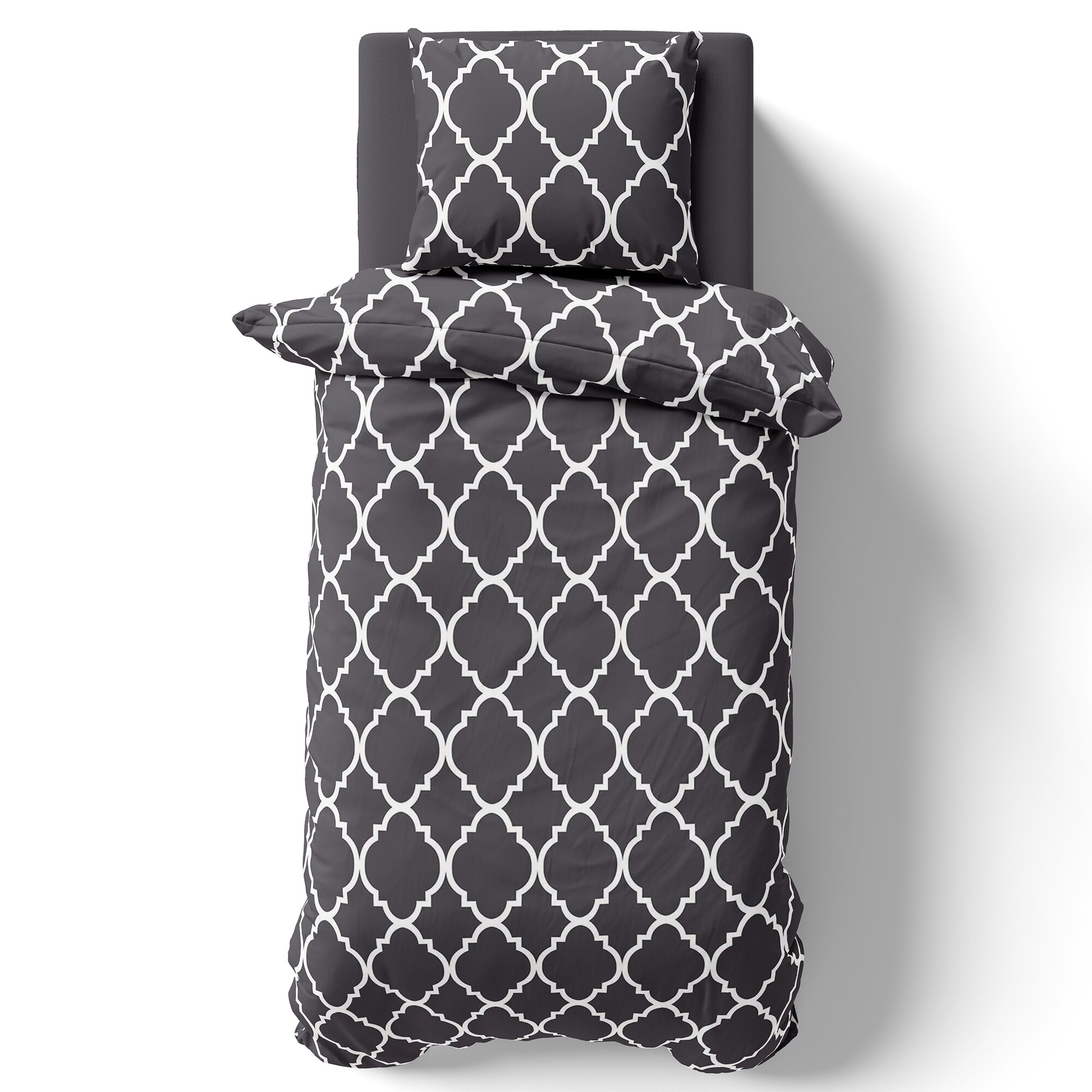 NYVI Bettw&auml;sche Set DreamScience Renforc&eacute; Design - Atmungsaktiv & Weich - 100% Baumwolle - Mit Rei&szlig;verschluss Gr&ouml;&szlig;e:135x200 + 80x80 cm;Farbe:Maroc Anthrazit - Bild 1