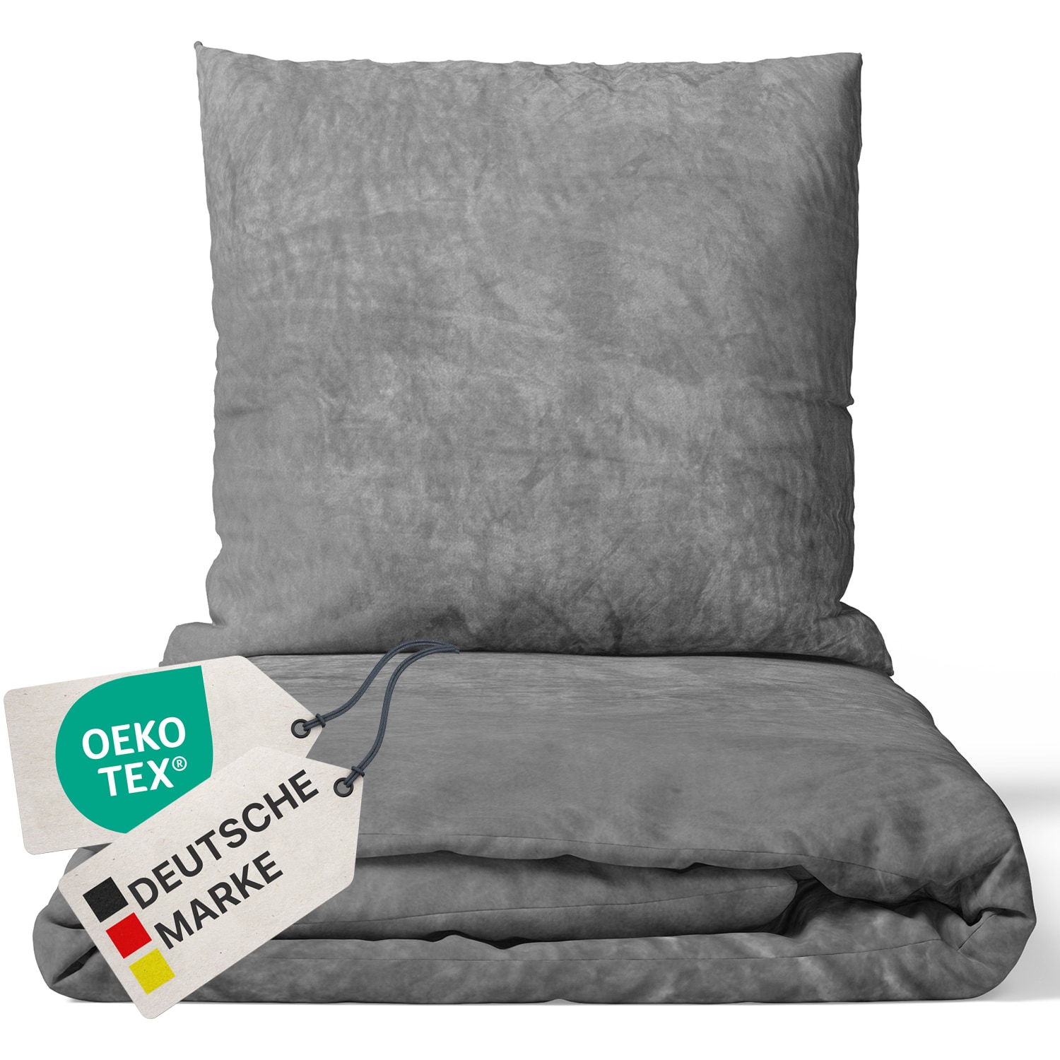 NYVI Winter Bettw&auml;sche Set DreamScience Cashmere Touch - Kuschelweich & W&auml;rmend - Mit Rei&szlig;verschluss Gr&ouml;&szlig;e:135x200 + 80x80 cm;Farbe:grau - Bild 1