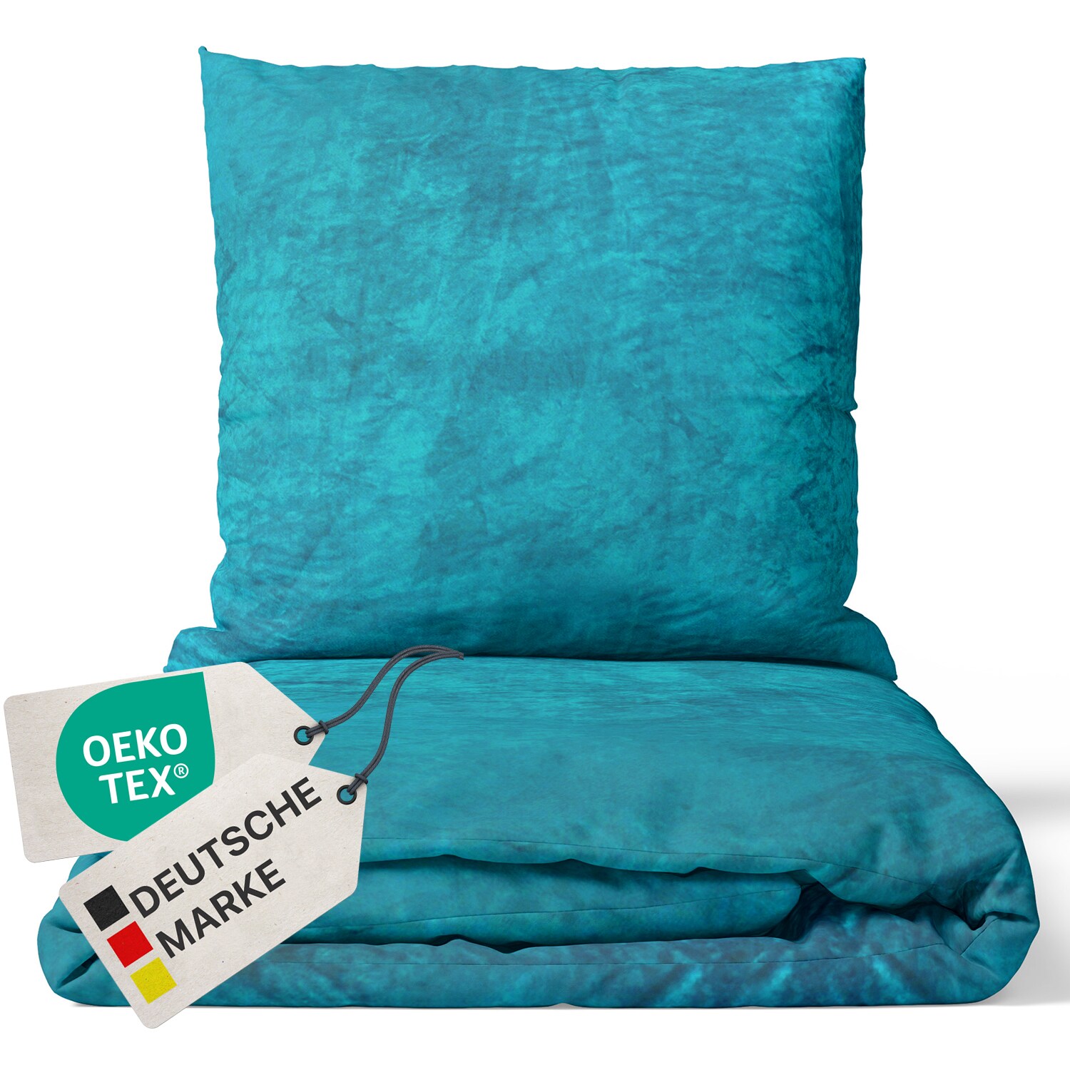 NYVI Winter Bettw&auml;sche Set DreamScience Cashmere Touch - Kuschelweich & W&auml;rmend - Mit Rei&szlig;verschluss Farbe:petrol;Gr&ouml;&szlig;e:155x220 + 80x80 cm - Bild 1