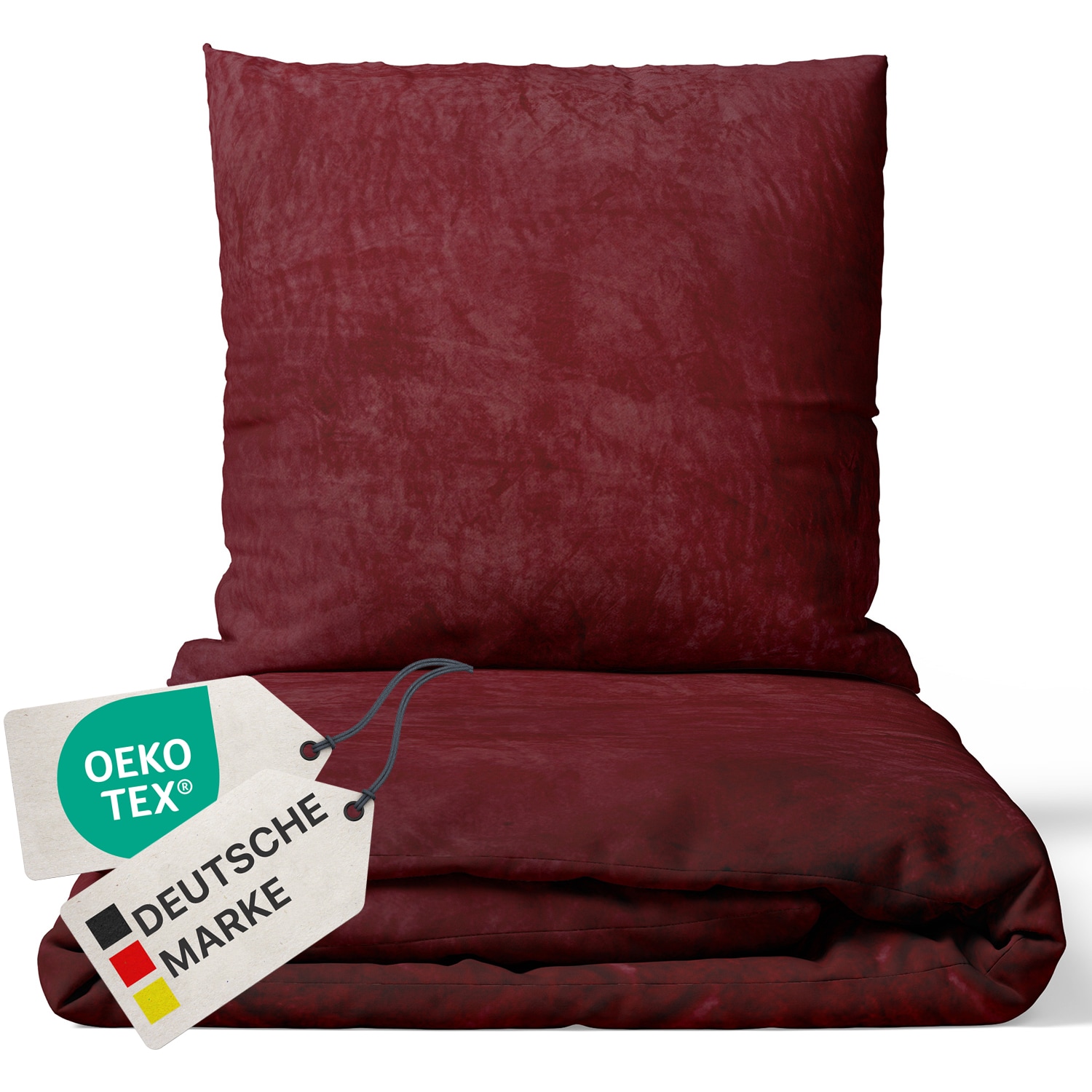 NYVI Winter Bettw&auml;sche Set DreamScience Cashmere Touch - Kuschelweich & W&auml;rmend - Mit Rei&szlig;verschluss Farbe:bordeaux;Gr&ouml;&szlig;e:155x220 + 80x80 cm - Bild 1