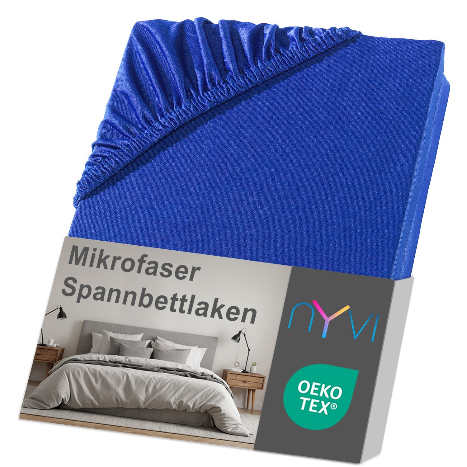 NYVI Spannbettlaken DreamScience Mikrofaser - Weich & Anschmiegsam, Rundumgummizug, B&uuml;gelfrei Farbe:royalblau;Gr&ouml;&szlig;e:90x200 - 100x200 cm - Bild 1