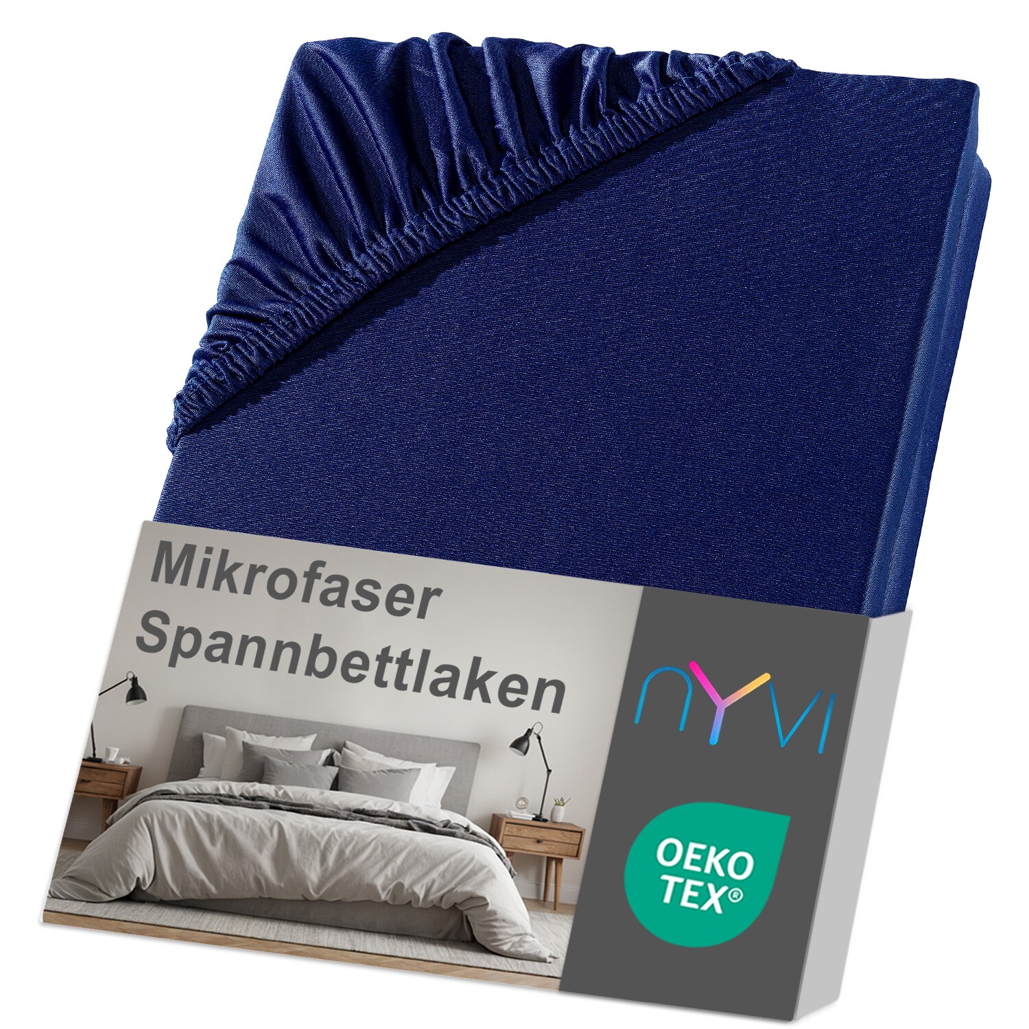 NYVI Spannbettlaken DreamScience Mikrofaser - Weich & Anschmiegsam, Rundumgummizug, B&uuml;gelfrei Farbe:navyblau;Gr&ouml;&szlig;e:90x200 - 100x200 cm - Bild 1