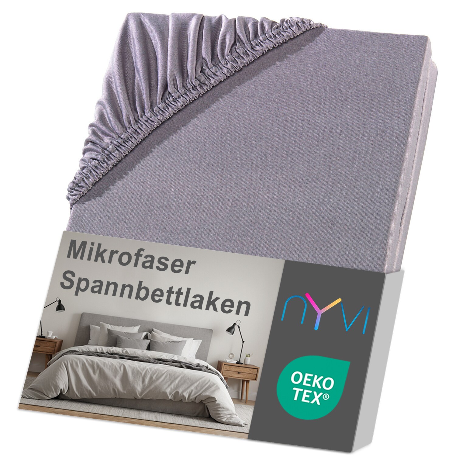 NYVI Spannbettlaken DreamScience Mikrofaser - Weich & Anschmiegsam, Rundumgummizug, B&uuml;gelfrei Farbe:grau;Gr&ouml;&szlig;e:90x200 - 100x200 cm - Bild 1