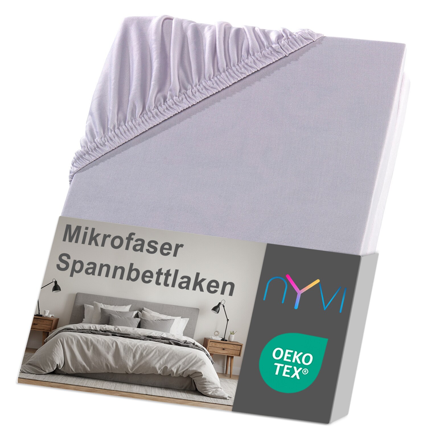 NYVI Spannbettlaken DreamScience Mikrofaser - Weich & Anschmiegsam, Rundumgummizug, B&uuml;gelfrei Farbe:silber;Gr&ouml;&szlig;e:90x200 - 100x200 cm - Bild 1