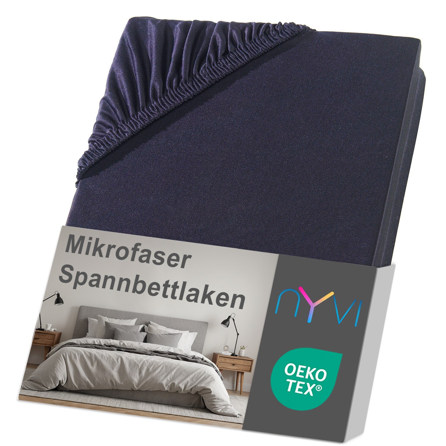 NYVI Spannbettlaken DreamScience Mikrofaser - Weich & Anschmiegsam, Rundumgummizug, B&uuml;gelfrei Farbe:schwarz;Gr&ouml;&szlig;e:90x200 - 100x200 cm - Bild 1