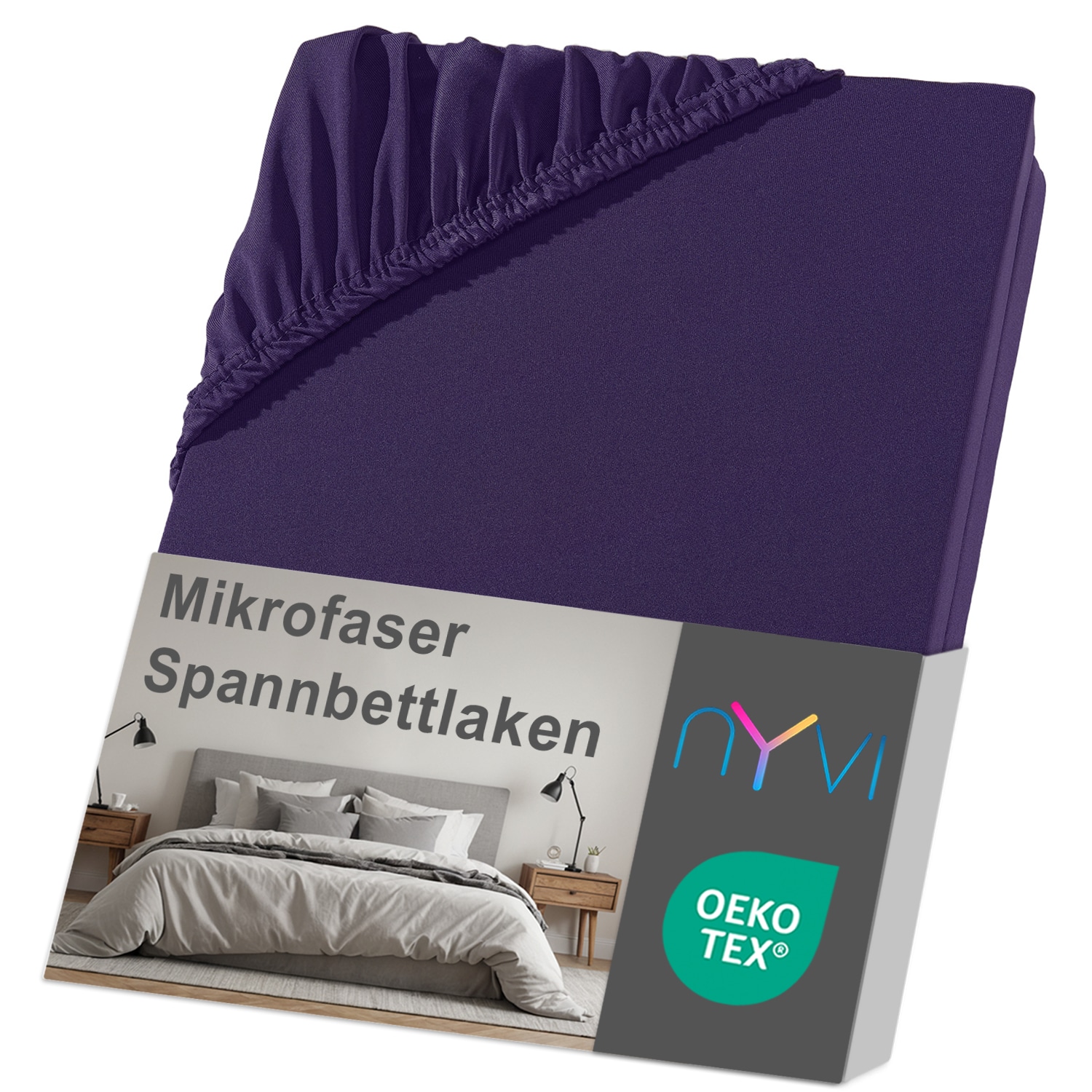 NYVI Spannbettlaken DreamScience Mikrofaser - Weich & Anschmiegsam, Rundumgummizug, B&uuml;gelfrei Farbe:aubergine;Gr&ouml;&szlig;e:140x200 - 160x200 cm - Bild 1