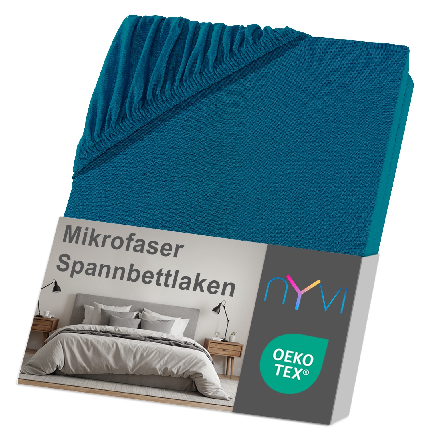 NYVI Spannbettlaken DreamScience Mikrofaser - Weich & Anschmiegsam, Rundumgummizug, B&uuml;gelfrei Farbe:petrol;Gr&ouml;&szlig;e:180x200 - 200x200 cm - Bild 1