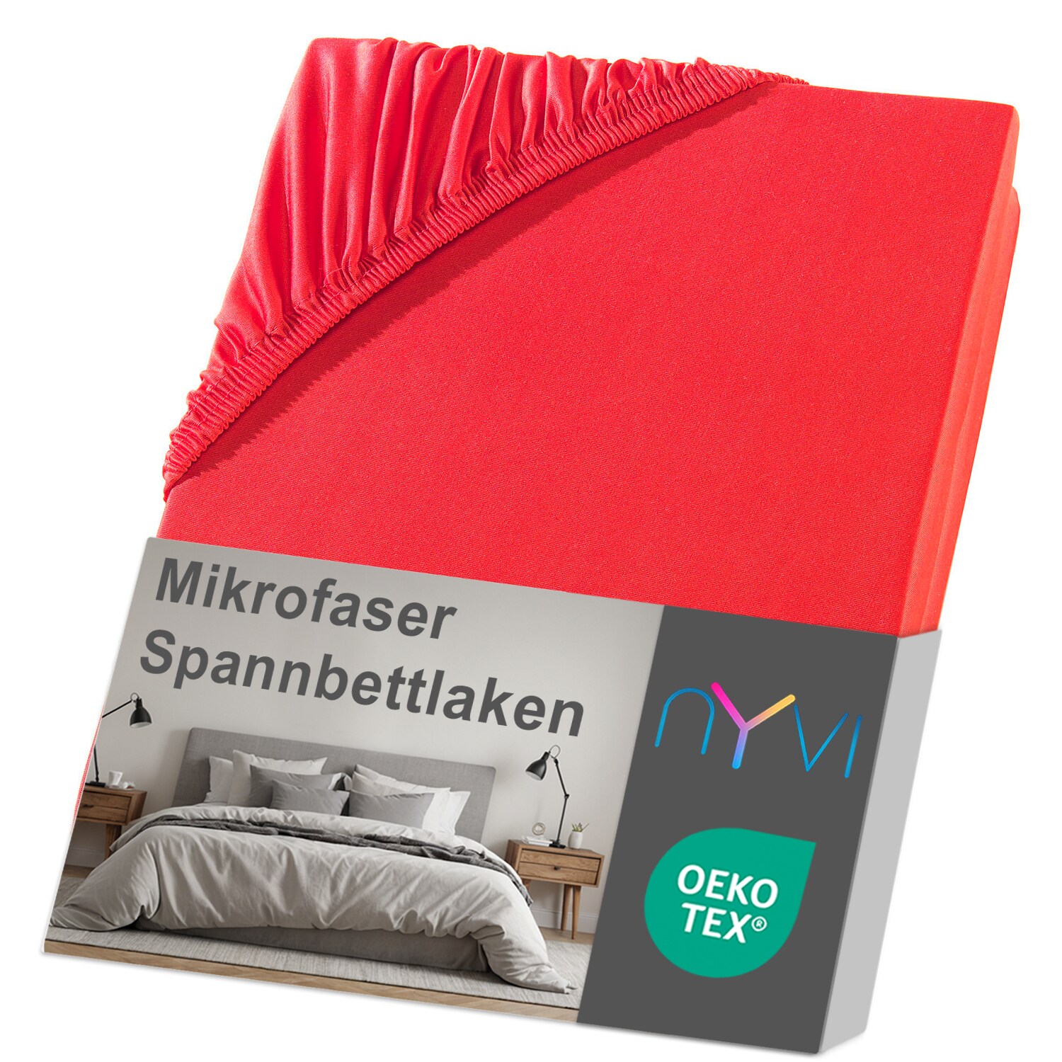 NYVI Spannbettlaken DreamScience Mikrofaser - Weich & Anschmiegsam, Rundumgummizug, B&uuml;gelfrei Farbe:rot;Gr&ouml;&szlig;e:180x200 - 200x200 cm - Bild 1