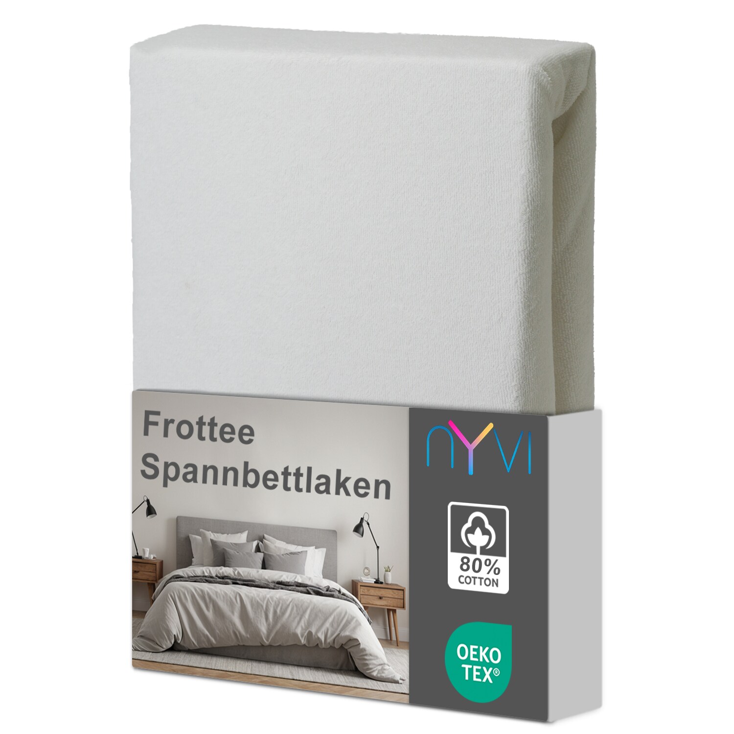 NYVI Spannbettlaken DreamScience Frottee - Warm und Kuschelig, hohe Feuchtigkeitsaufnahme, schnell trocknend - Frottier Spannbetttuch Bettlaken Farbe:wei&szlig;;Gr&ouml;&szlig;e:180 - 200x220 + 40 cm Boxspringbett - Bild 1