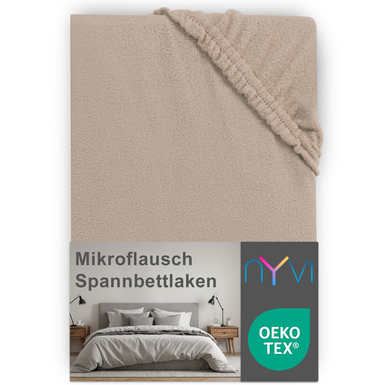 NYVI Spannbettlaken DreamScience Mikroflausch - Kuschelweiches & W&auml;rmendes Bettlaken Spannbetttuch Farbe:nougat;Gr&ouml;&szlig;e:90x200 - 100x200 cm - Bild 1