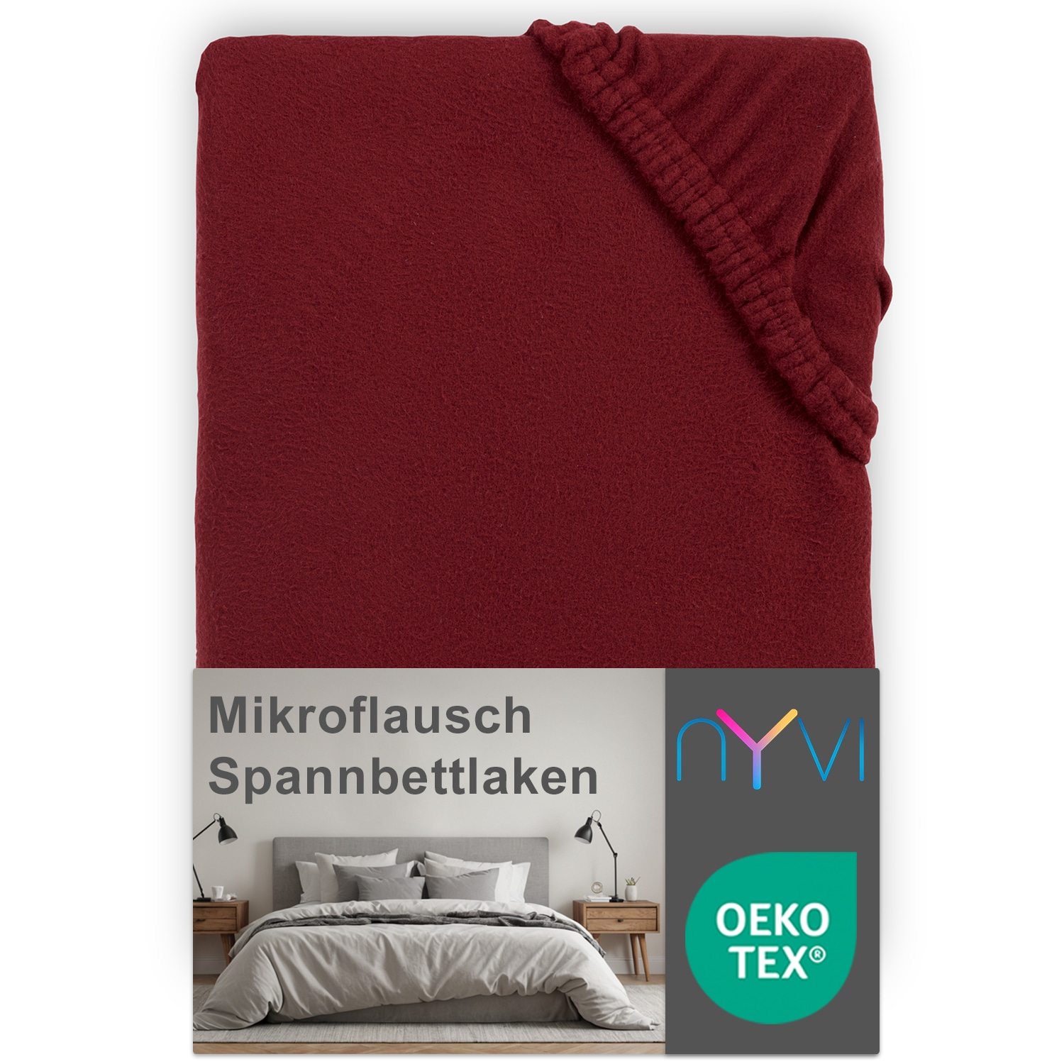 NYVI Spannbettlaken DreamScience Mikroflausch - Kuschelweiches & W&auml;rmendes Bettlaken Spannbetttuch Farbe:bordeaux;Gr&ouml;&szlig;e:140x200 - 160x200 cm - Bild 1