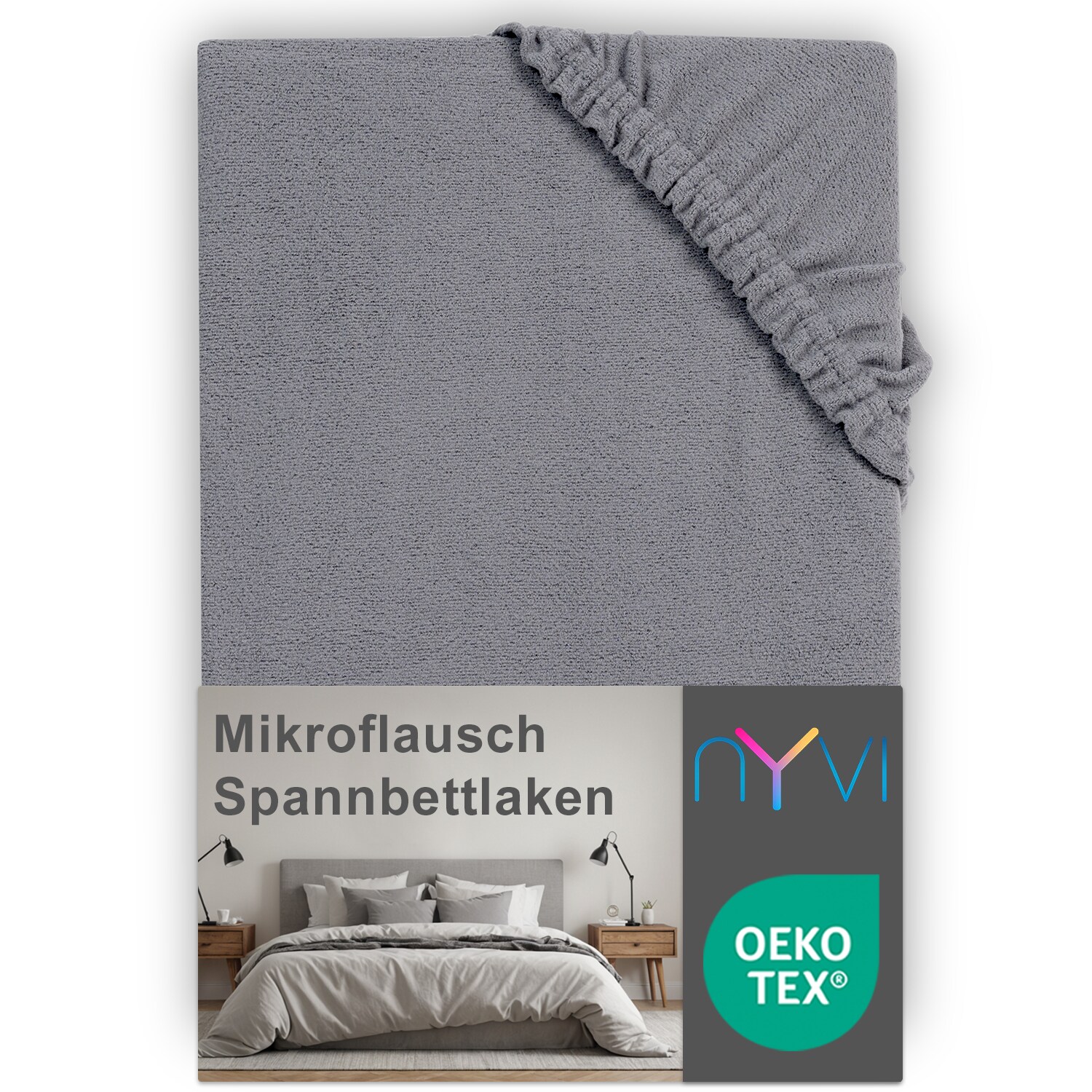 NYVI Spannbettlaken DreamScience Mikroflausch - Kuschelweiches & W&auml;rmendes Bettlaken Spannbetttuch Farbe:grau;Gr&ouml;&szlig;e:140x200 - 160x200 cm - Bild 1