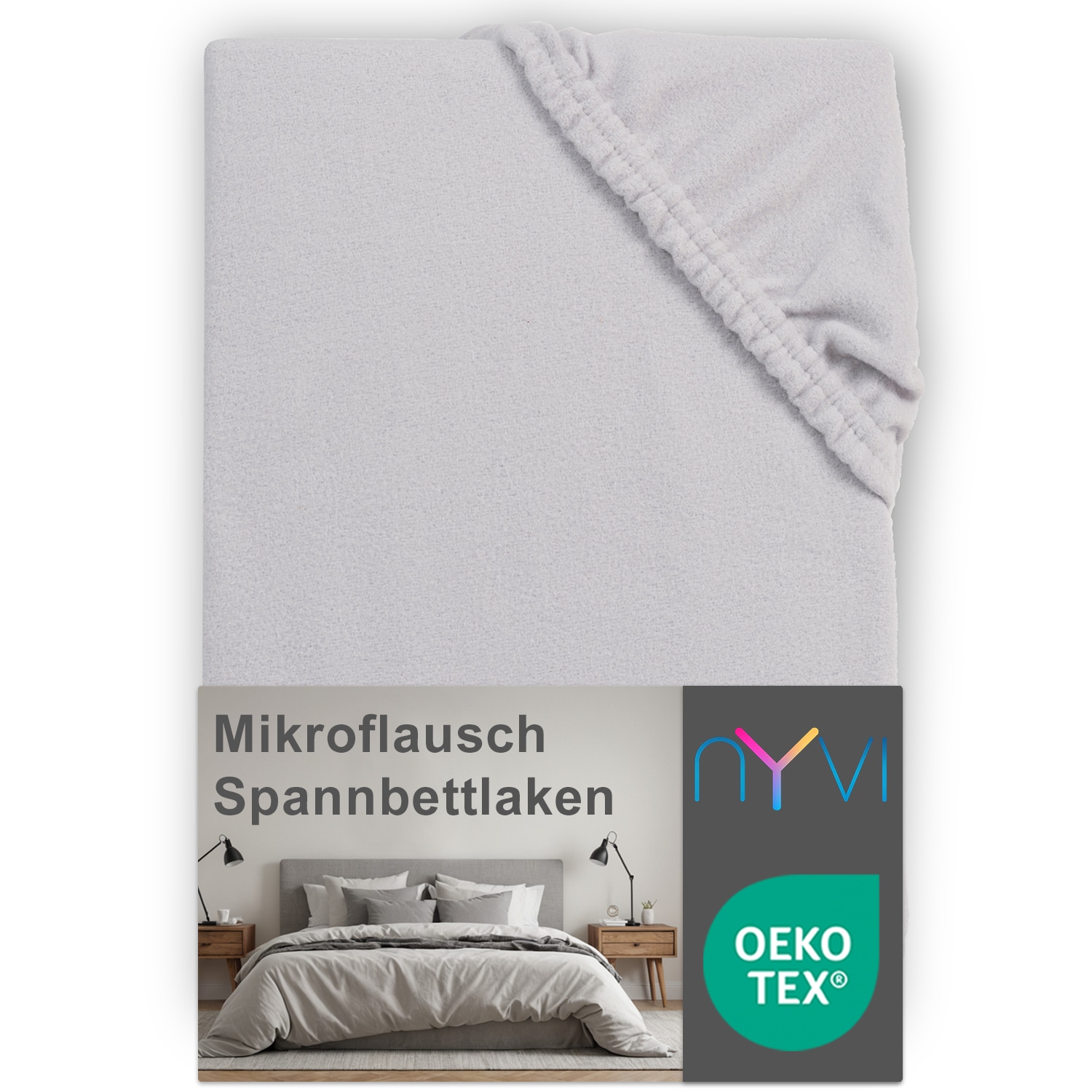 NYVI Spannbettlaken DreamScience Mikroflausch - Kuschelweiches & W&auml;rmendes Bettlaken Spannbetttuch Farbe:silber;Gr&ouml;&szlig;e:140x200 - 160x200 cm - Bild 1