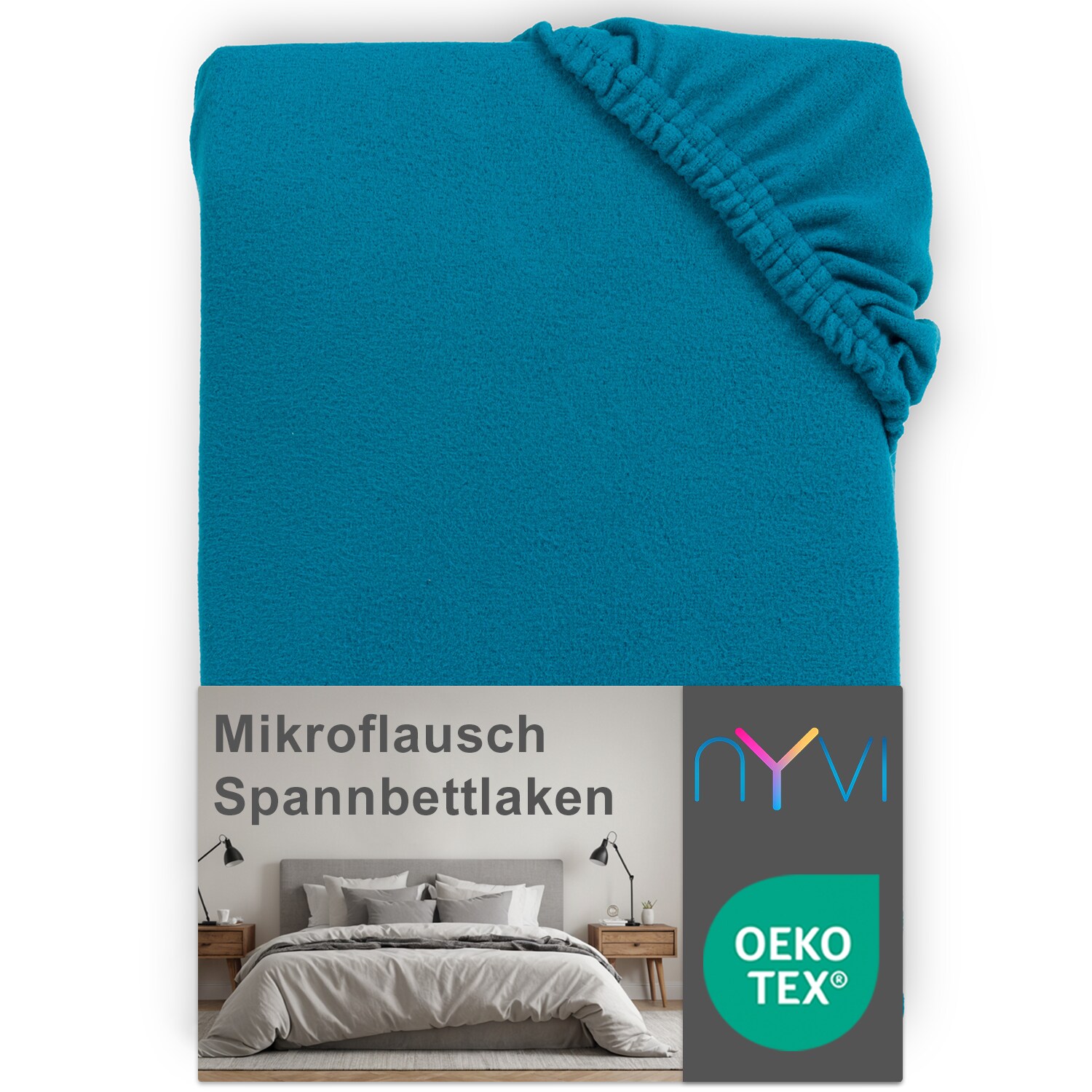 NYVI Spannbettlaken DreamScience Mikroflausch - Kuschelweiches & W&auml;rmendes Bettlaken Spannbetttuch Farbe:petrol;Gr&ouml;&szlig;e:180x200 - 200x200 cm - Bild 1