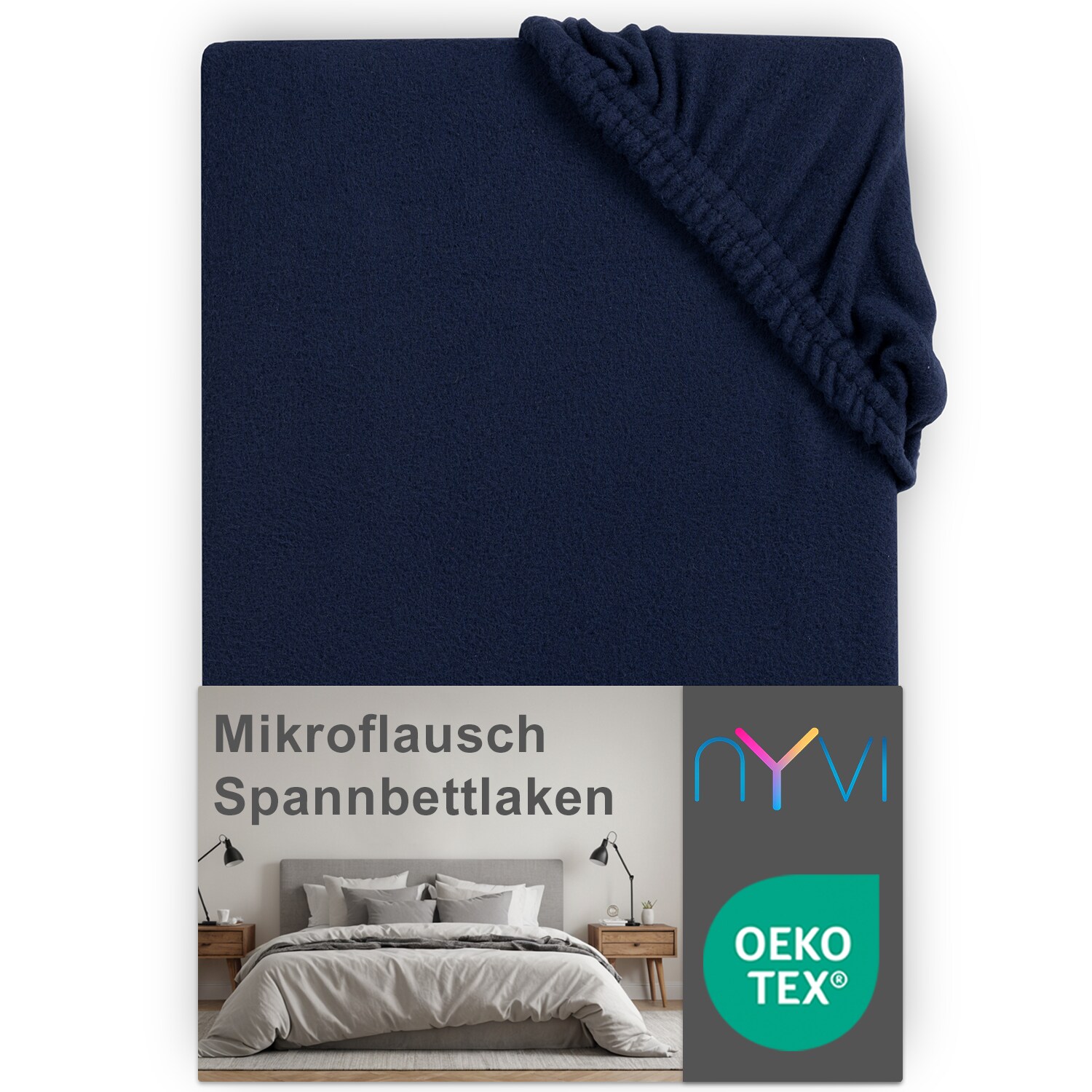 NYVI Spannbettlaken DreamScience Mikroflausch – Kuschelweiches & Wärmendes Bettlaken Spannbetttuch Größe:180×200 – 200×200 cm;Farbe:navy | 04255636634785