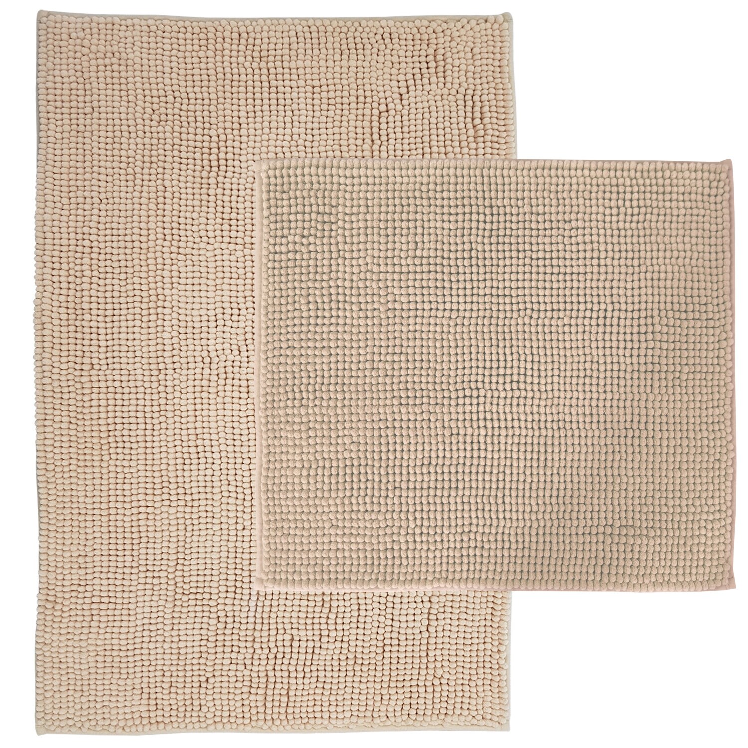 NYVI Badematte NYVISpa Chenille Rechteckig - Badezimmerteppich - Rutschfest, Saugf&auml;hig, Schnell Trocknend, Fu&szlig;bodenheizung geeignet, Waschbar, Weich Farbe:Beige;Gr&ouml;&szlig;e:Set 45x50 + 50x80 cm - Bild 1