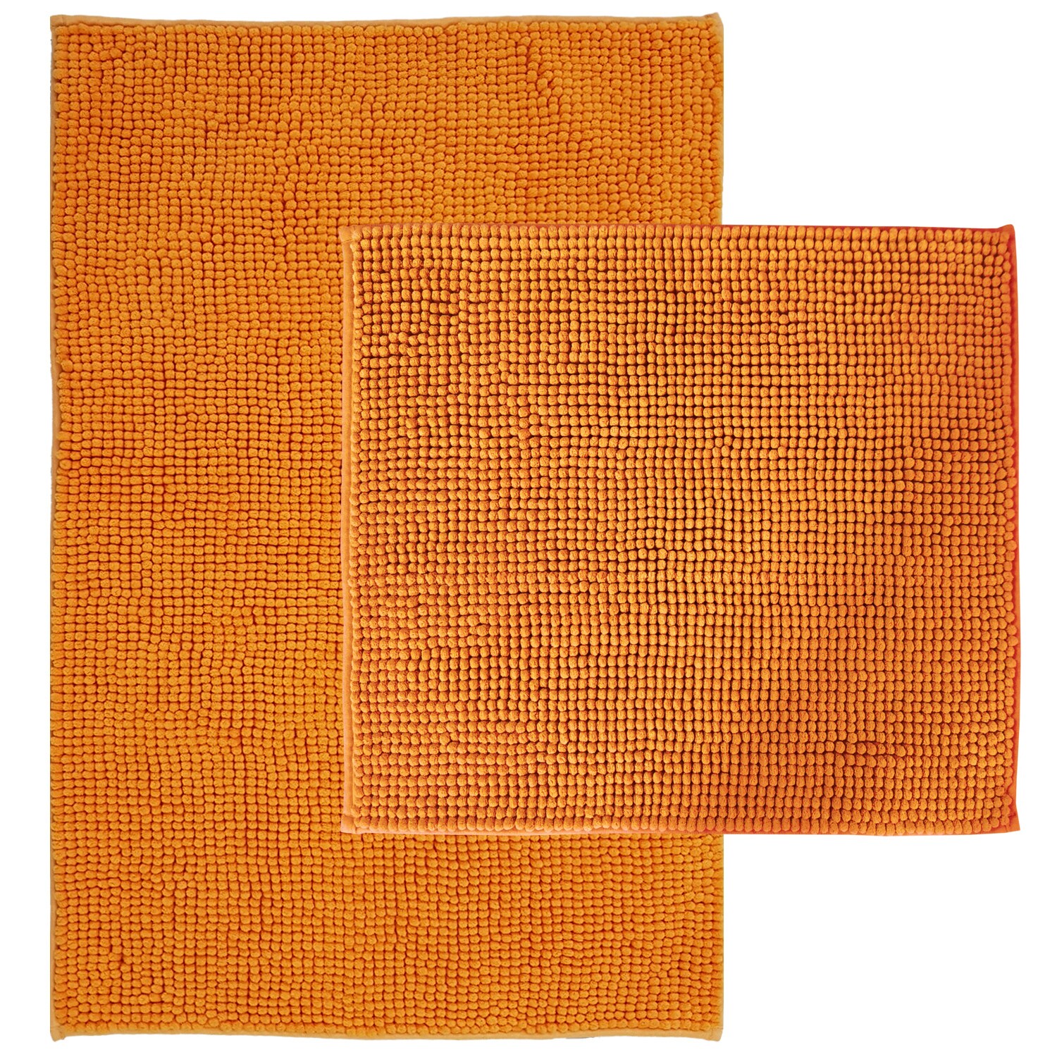 NYVI Badematte NYVISpa Chenille Rechteckig - Badezimmerteppich - Rutschfest, Saugf&auml;hig, Schnell Trocknend, Fu&szlig;bodenheizung geeignet, Waschbar, Weich Farbe:Orange;Gr&ouml;&szlig;e:Set 45x50 + 50x80 cm - Bild 1