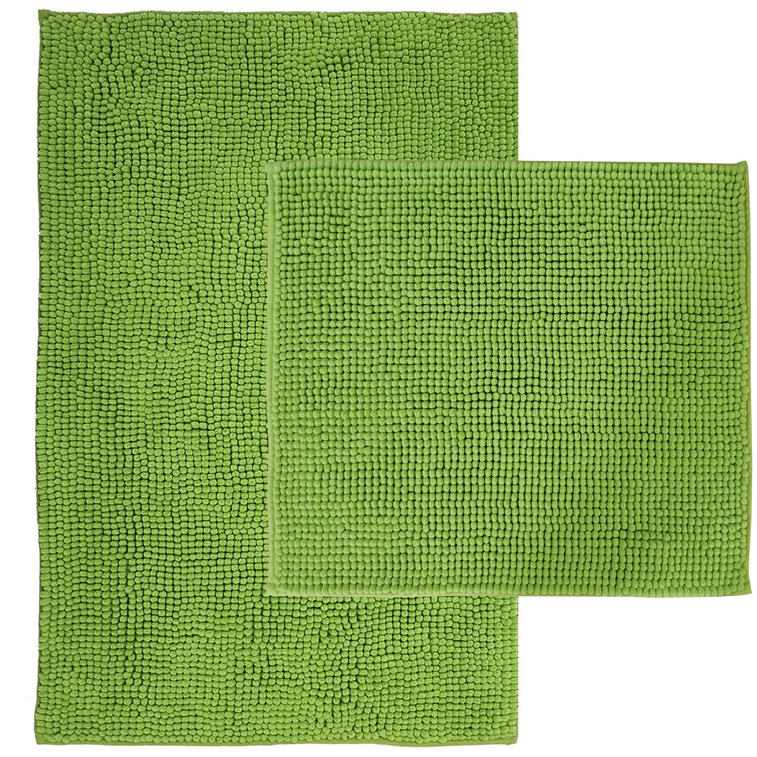 NYVI Badematte NYVISpa Chenille Rechteckig - Badezimmerteppich - Rutschfest, Saugf&auml;hig, Schnell Trocknend, Fu&szlig;bodenheizung geeignet, Waschbar, Weich Farbe:Gr&uuml;n;Gr&ouml;&szlig;e:Set 45x50 + 50x80 cm - Bild 1