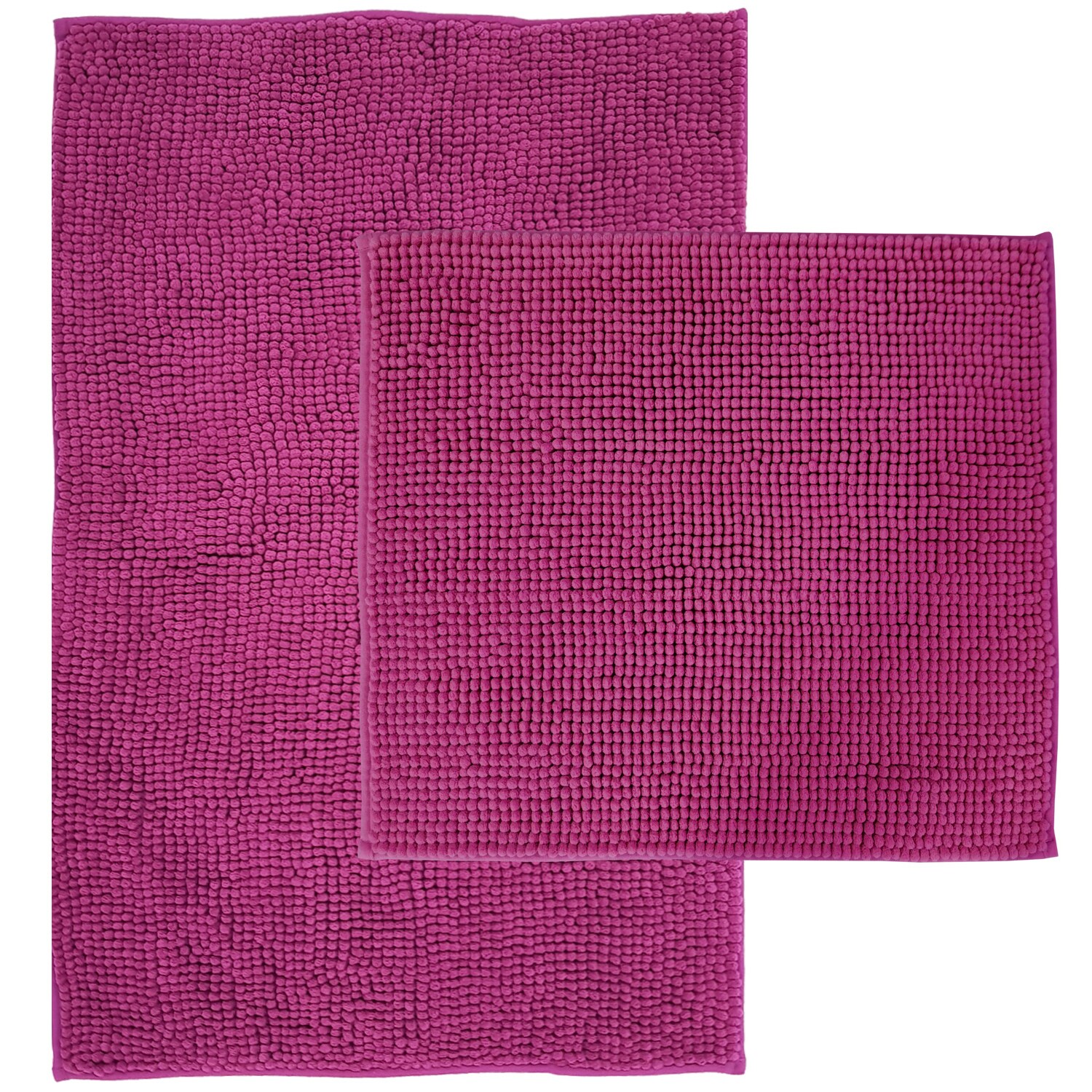 NYVI Badematte NYVISpa Chenille Rechteckig - Badezimmerteppich - Rutschfest, Saugf&auml;hig, Schnell Trocknend, Fu&szlig;bodenheizung geeignet, Waschbar, Weich Farbe:Lila;Gr&ouml;&szlig;e:Set 45x50 + 50x80 cm - Bild 1