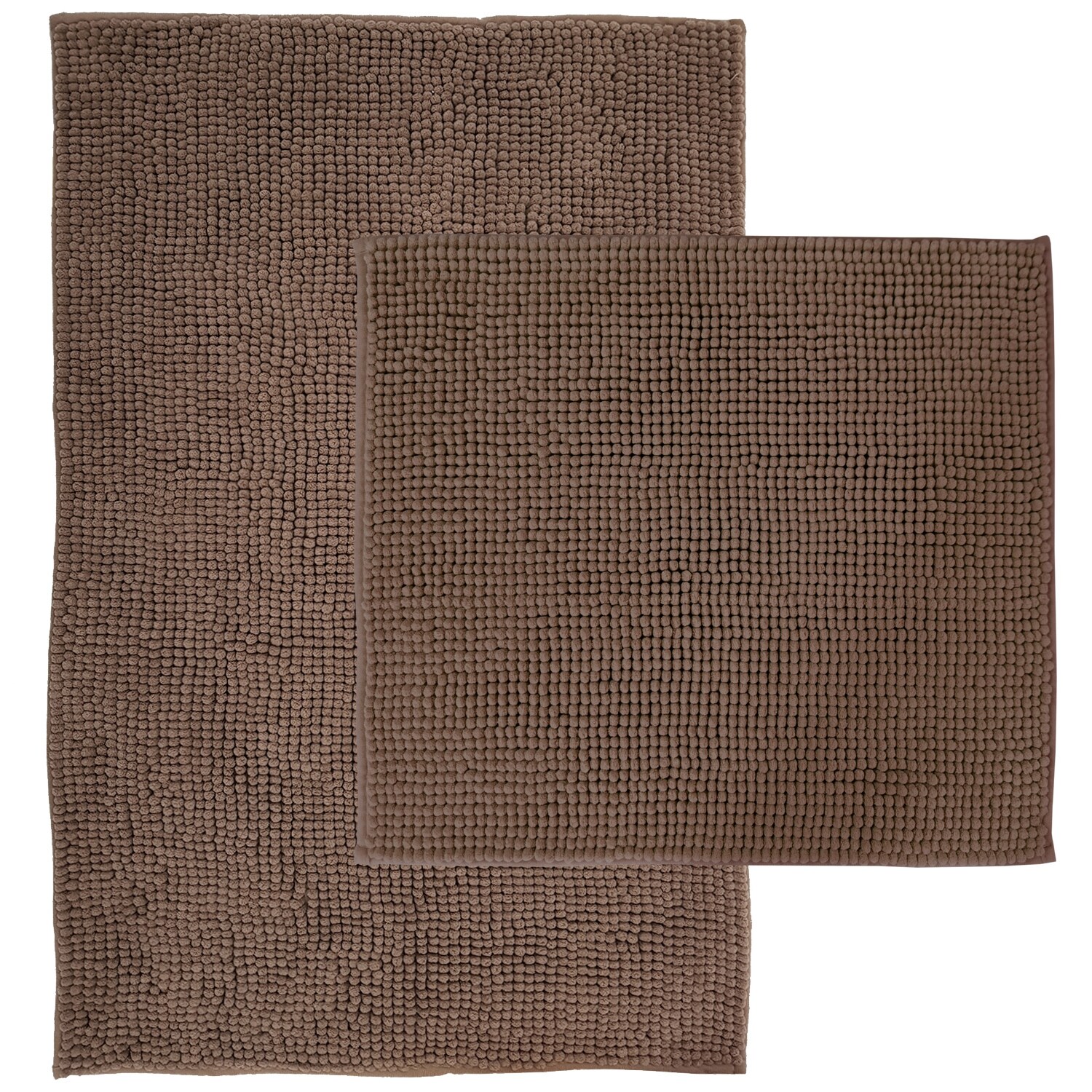 NYVI Badematte NYVISpa Chenille Rechteckig - Badezimmerteppich - Rutschfest, Saugf&auml;hig, Schnell Trocknend, Fu&szlig;bodenheizung geeignet, Waschbar, Weich Farbe:Taupe;Gr&ouml;&szlig;e:Set 45x50 + 50x80 cm - Bild 1
