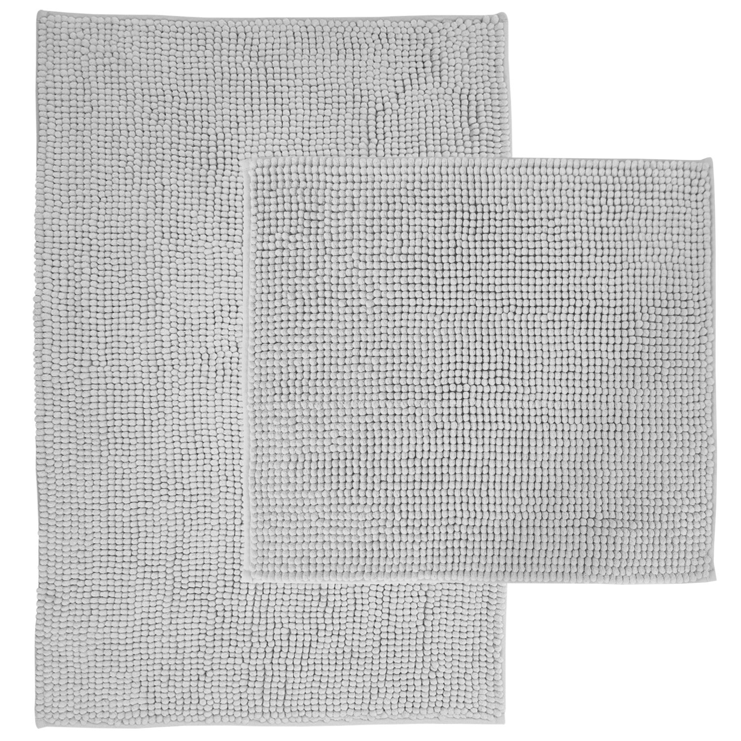 NYVI Badematte NYVISpa Chenille Rechteckig – Badezimmerteppich – Rutschfest, Saugfähig, Schnell Trocknend, Fußbodenheizung geeignet, Waschbar, Weich Farbe:Weiß;Größe:Set 45×50 + 50×80 cm | 04255636642438