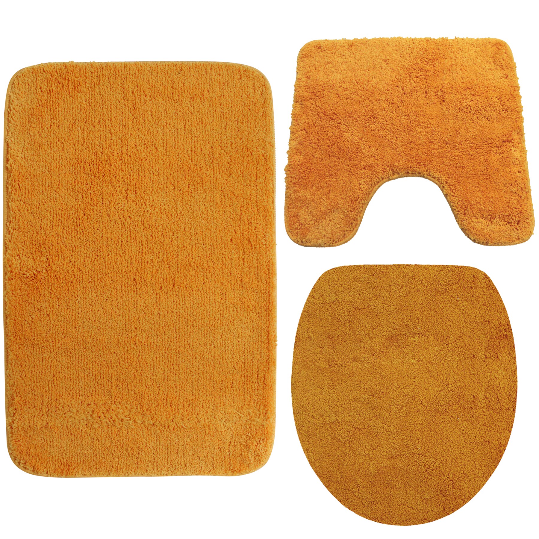 NYVI Badematte NYVISpa Lasalle  - Badezimmerteppich - Rutschfest, Saugf&auml;hig, Schnell Trocknend, Fu&szlig;bodenheizung geeignet, Waschbar, Weich Farbe:Orange;Gr&ouml;&szlig;e:Set 3-teilig - Bild 1