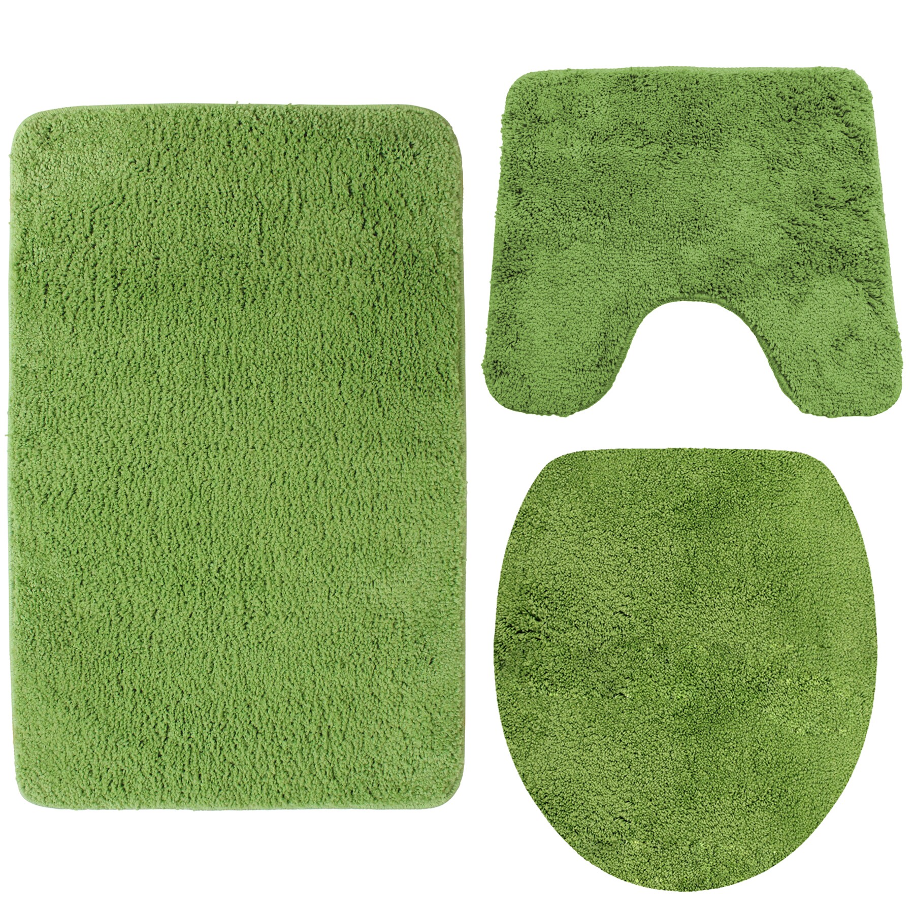 NYVI Badematte NYVISpa Lasalle  - Badezimmerteppich - Rutschfest, Saugf&auml;hig, Schnell Trocknend, Fu&szlig;bodenheizung geeignet, Waschbar, Weich Farbe:Gr&uuml;n;Gr&ouml;&szlig;e:Set 3-teilig - Bild 1
