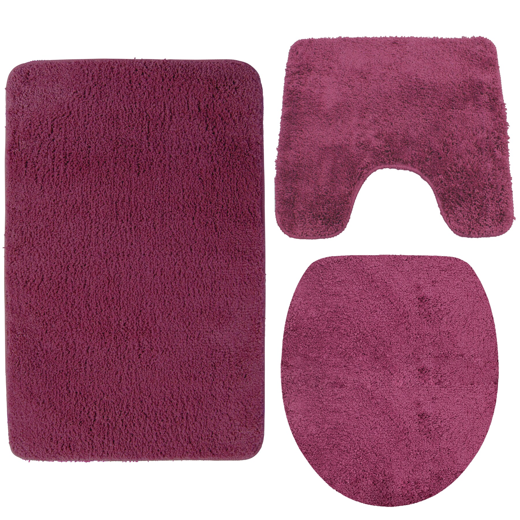 NYVI Badematte NYVISpa Lasalle  - Badezimmerteppich - Rutschfest, Saugf&auml;hig, Schnell Trocknend, Fu&szlig;bodenheizung geeignet, Waschbar, Weich Farbe:Lila;Gr&ouml;&szlig;e:Set 3-teilig - Bild 1