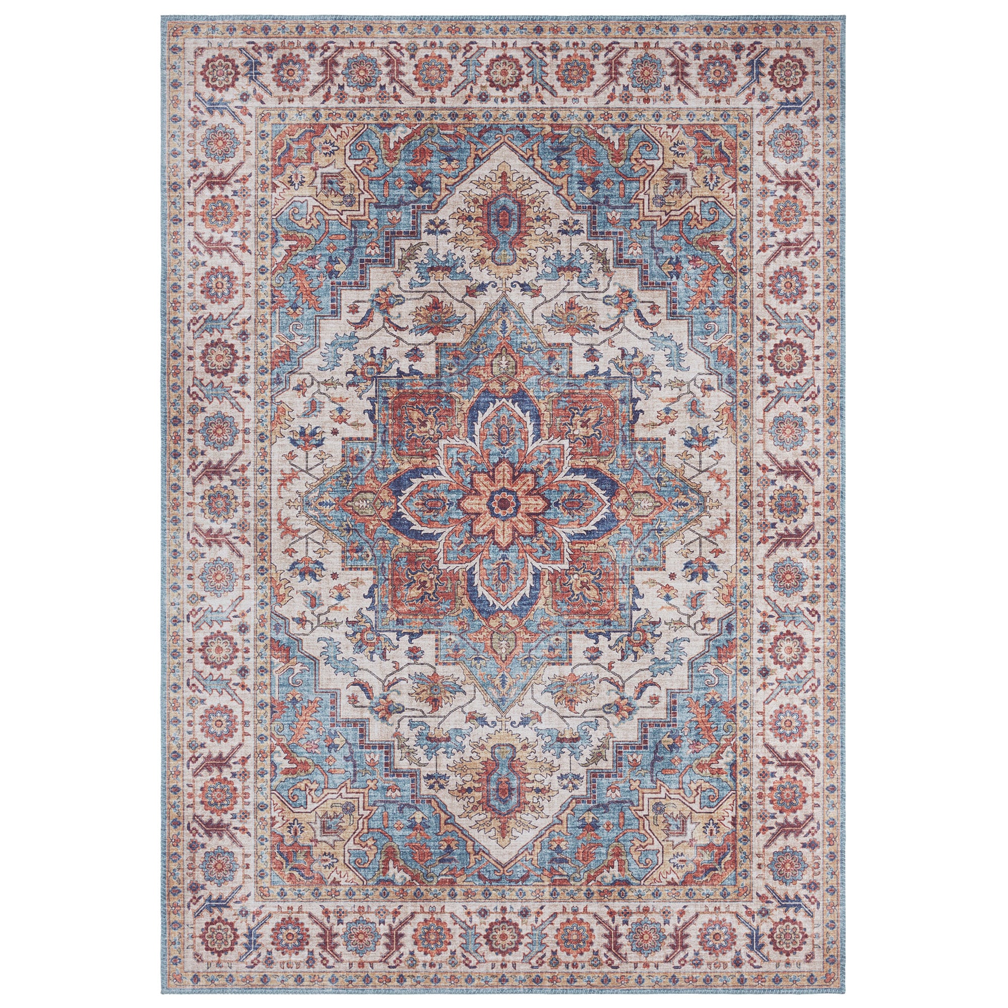 NYVI Teppich Asmar - Pflegeleicht, Langlebig, f&uuml;r Innenr&auml;ume Gr&ouml;&szlig;e:120x160 cm;Farbe:Cyanblau Anthea - Bild 1