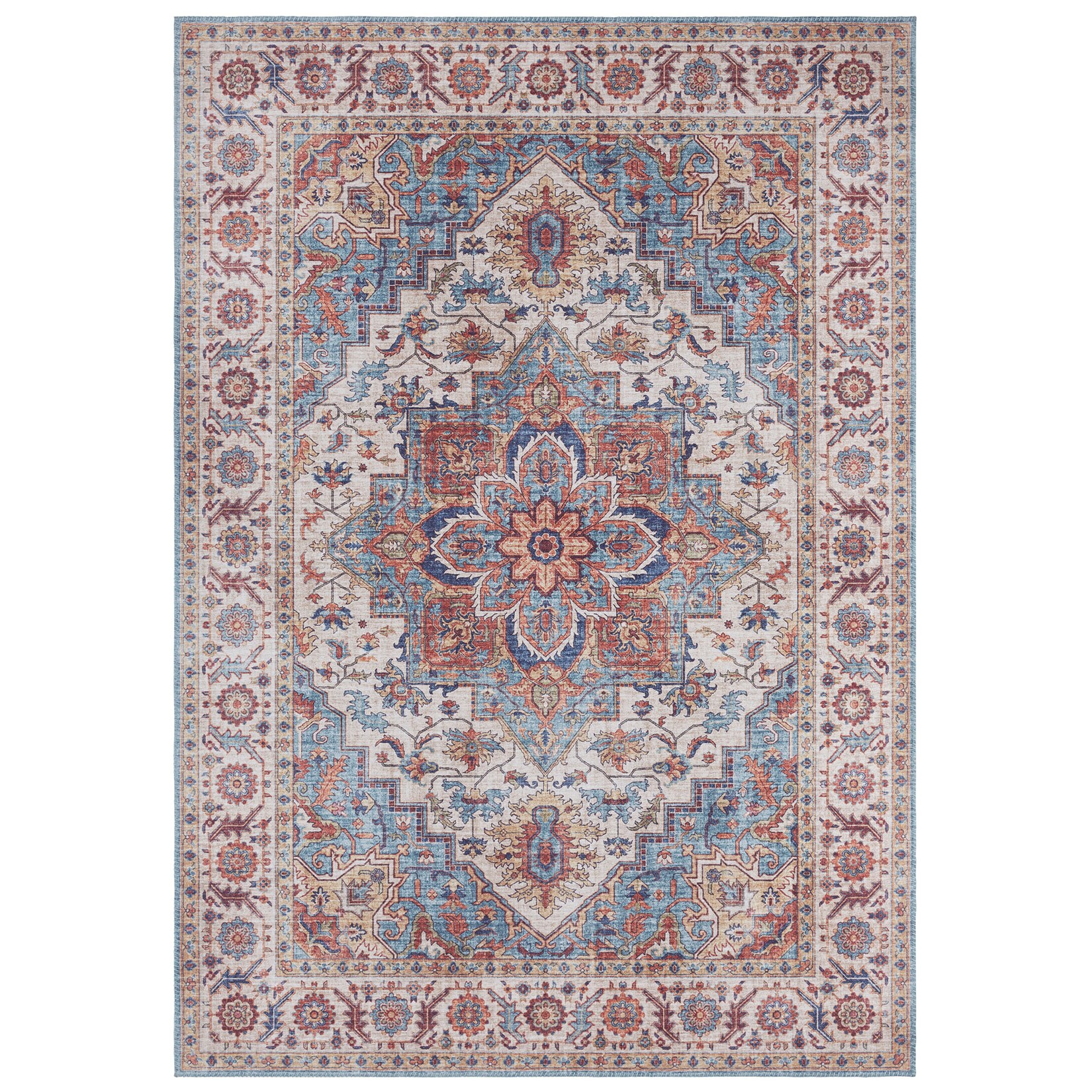 NYVI Teppich Asmar - Pflegeleicht, Langlebig, für Innenräume Größe:200x290 cm;Farbe:Cyanblau Anthea