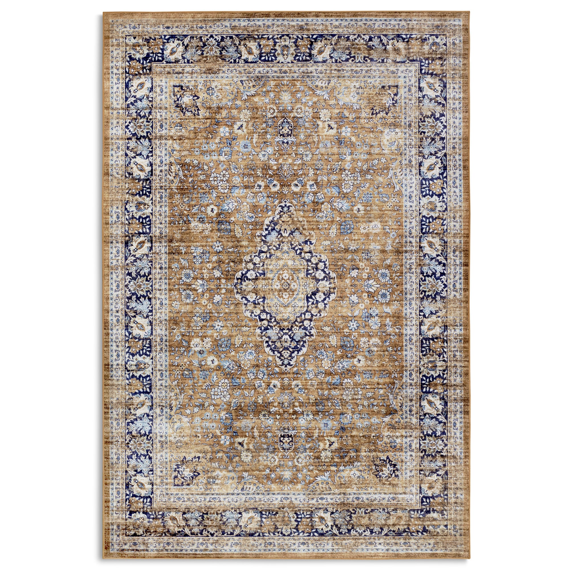 NYVI Teppich Asya - Rutschfest, Pflegeleicht, F&uuml;r Fu&szlig;bodenheizung Gr&ouml;&szlig;e:200x290 cm;Farbe:Kupfer Blau Asya - Bild 1