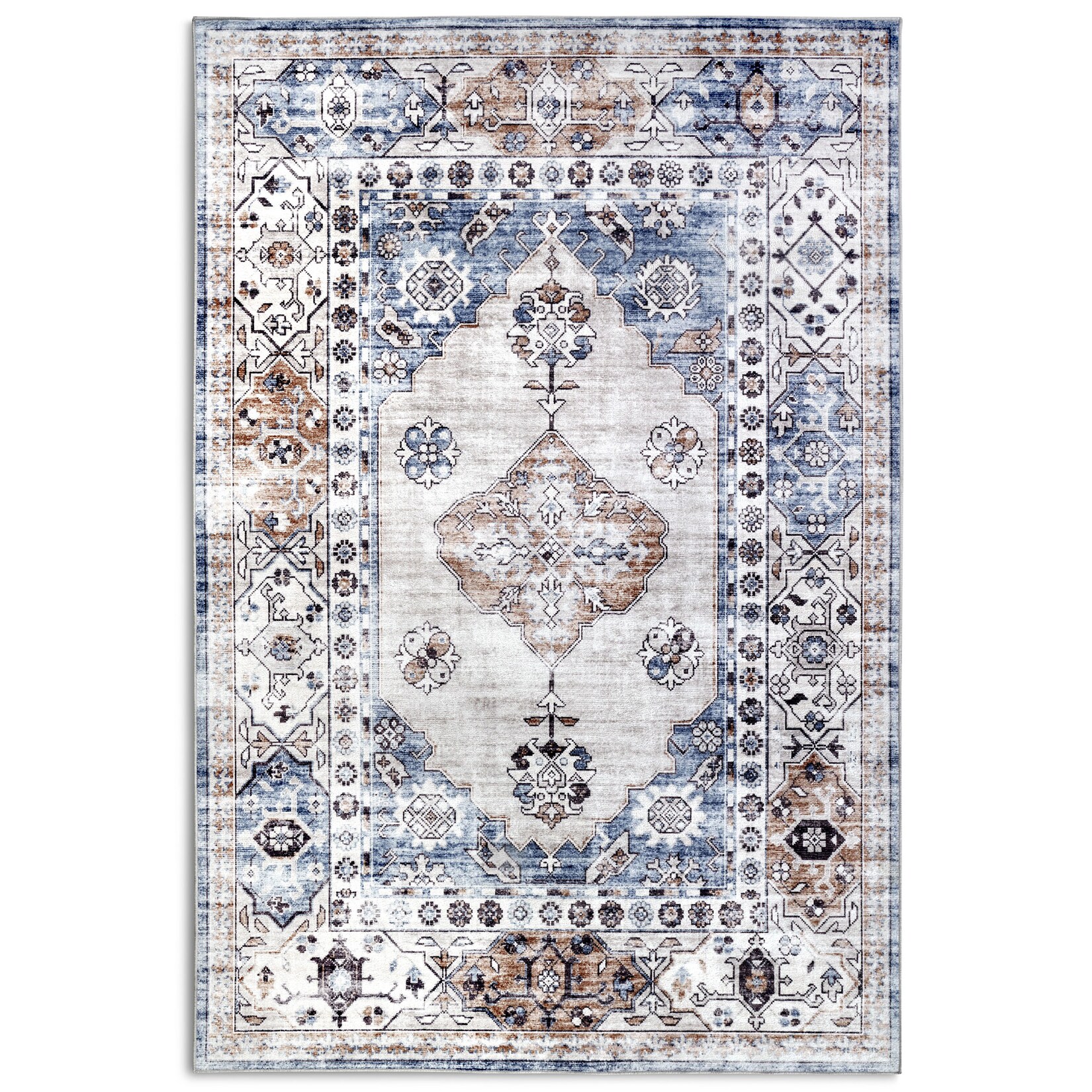 NYVI Teppich Asya – Rutschfest, Pflegeleicht, Für Fußbodenheizung Größe:200×290 cm;Farbe:Blau Kupfer Asya | 04255636645132