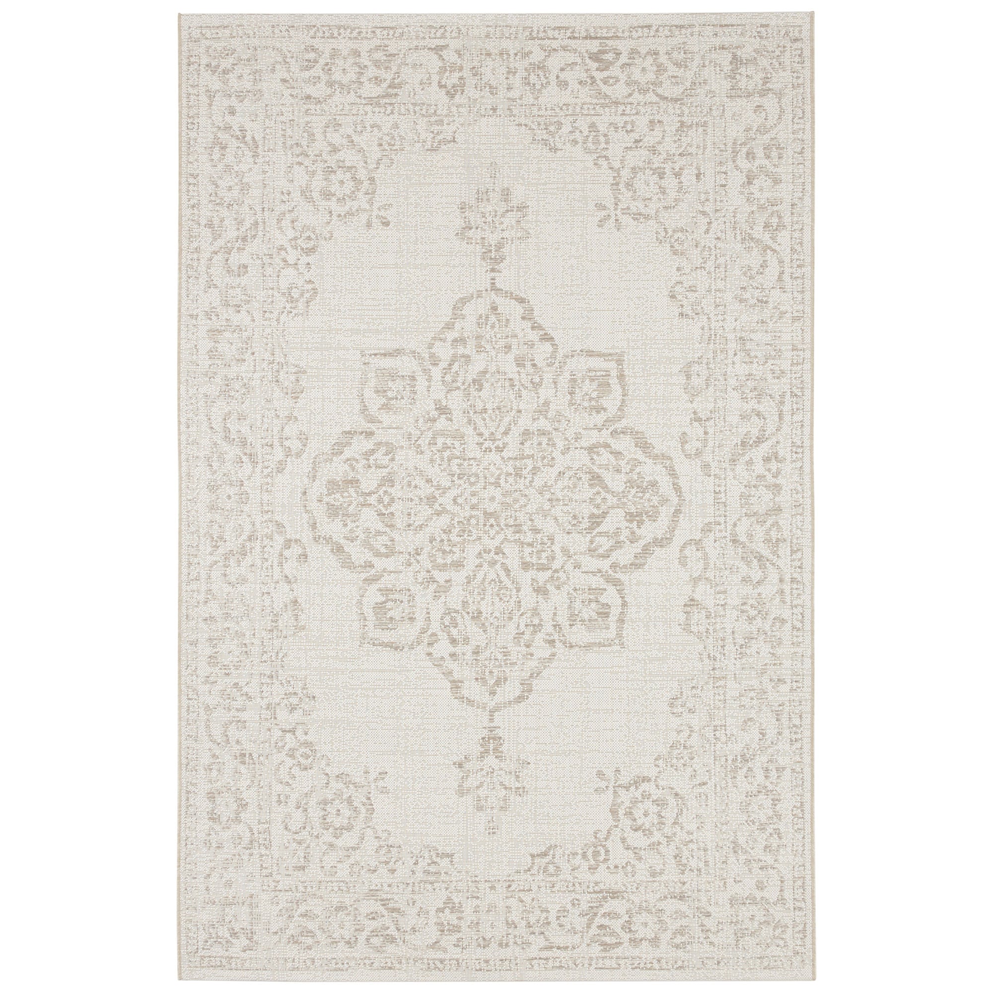 NYVI Teppich Beach - Wetterfest, Wasserbest&auml;ndig, F&uuml;r Innen und Au&szlig;en Gr&ouml;&szlig;e:120x170 cm;Farbe:Creme Beige - Bild 1