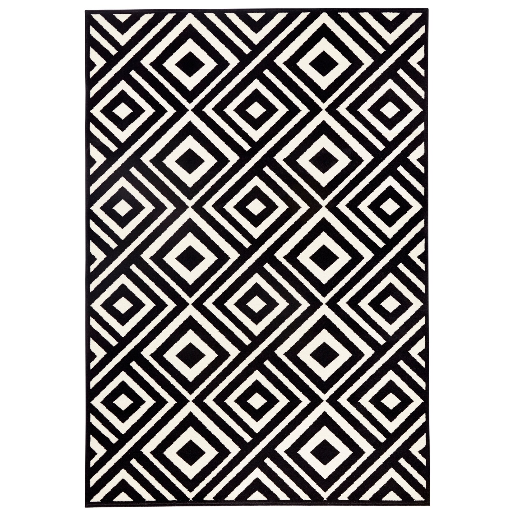 NYVI Teppich Capri – Pflegeleicht, Strapazierfähig, für Fußbodenheizung Größe:140×200 cm;Farbe:Schwarz Creme | 04255636647877