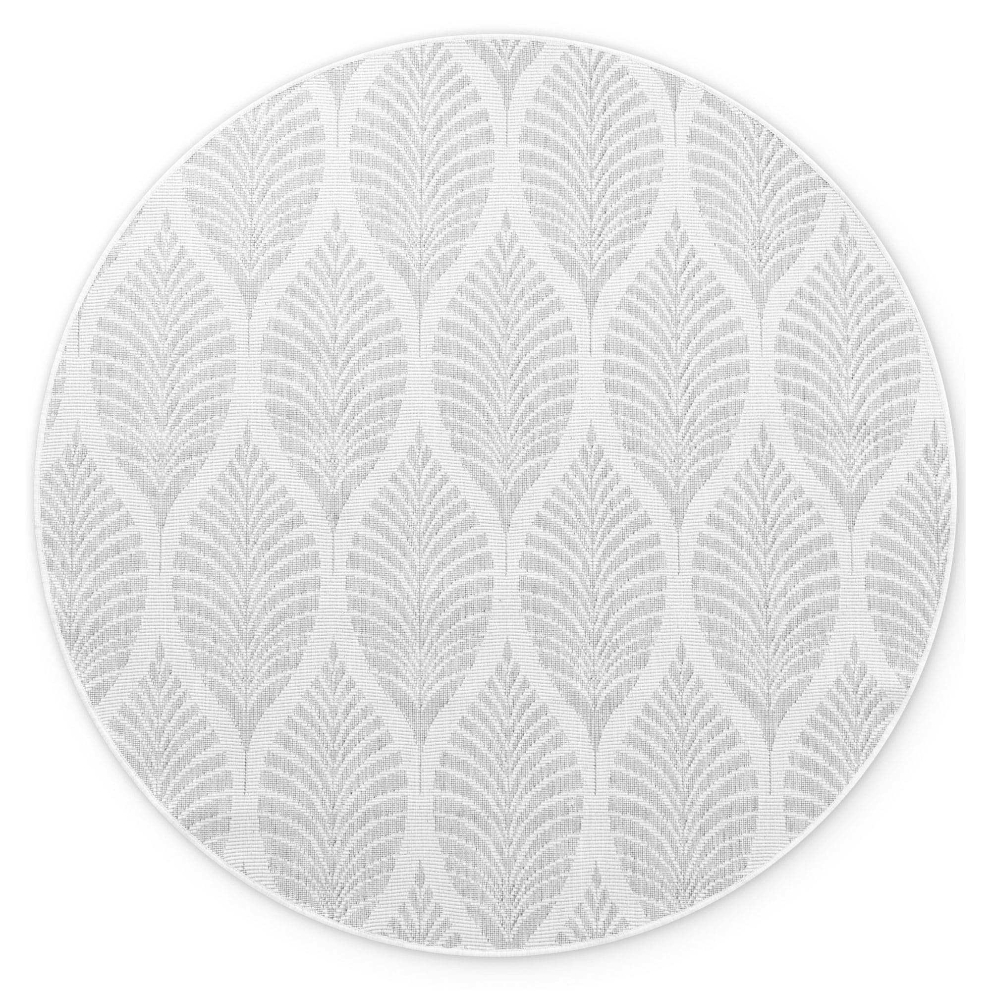 NYVI Teppich Duet - Wetterfest UV-best&auml;ndig F&uuml;r Innen und Au&szlig;en Gr&ouml;&szlig;e:&Oslash; 160 cm;Farbe:Wei&szlig; Grau Liora - Bild 1