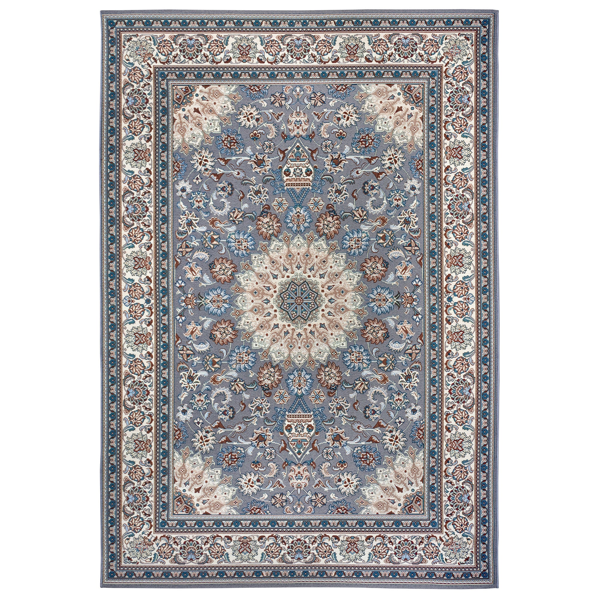 NYVI Teppich Flair - Wetterfest, UV-best&auml;ndig, f&uuml;r Innen und Au&szlig;en Gr&ouml;&szlig;e:80x165 cm;Farbe:Grau Creme Kadi - Bild 1