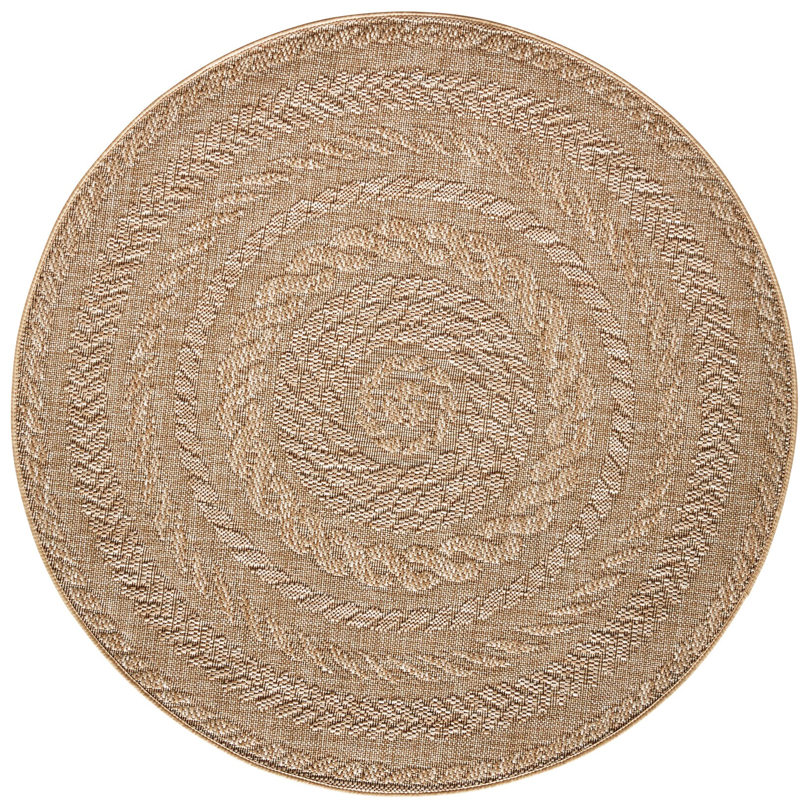 NYVI Teppich Forest - Wetterfest, Pflegeleicht, für Innen und Außen Größe:Ø 160 cm;Farbe:Beige Braun Almendro