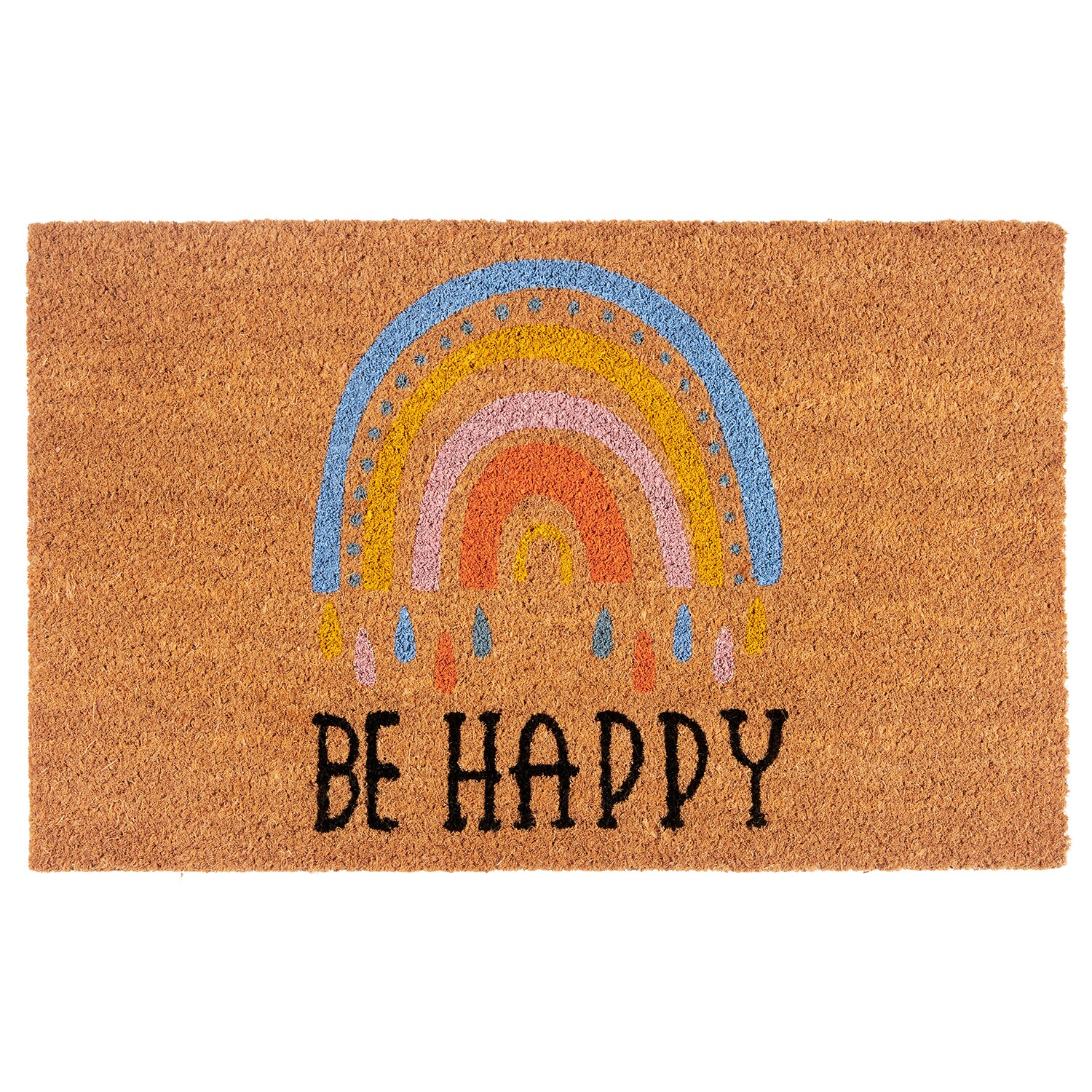 NYVI Fu&szlig;matte Kokos - Rutschfest, Wetterfest, f&uuml;r Innen und Au&szlig;en Gr&ouml;&szlig;e:40x70 cm;Farbe:Be Happy Rainbow - Bild 1
