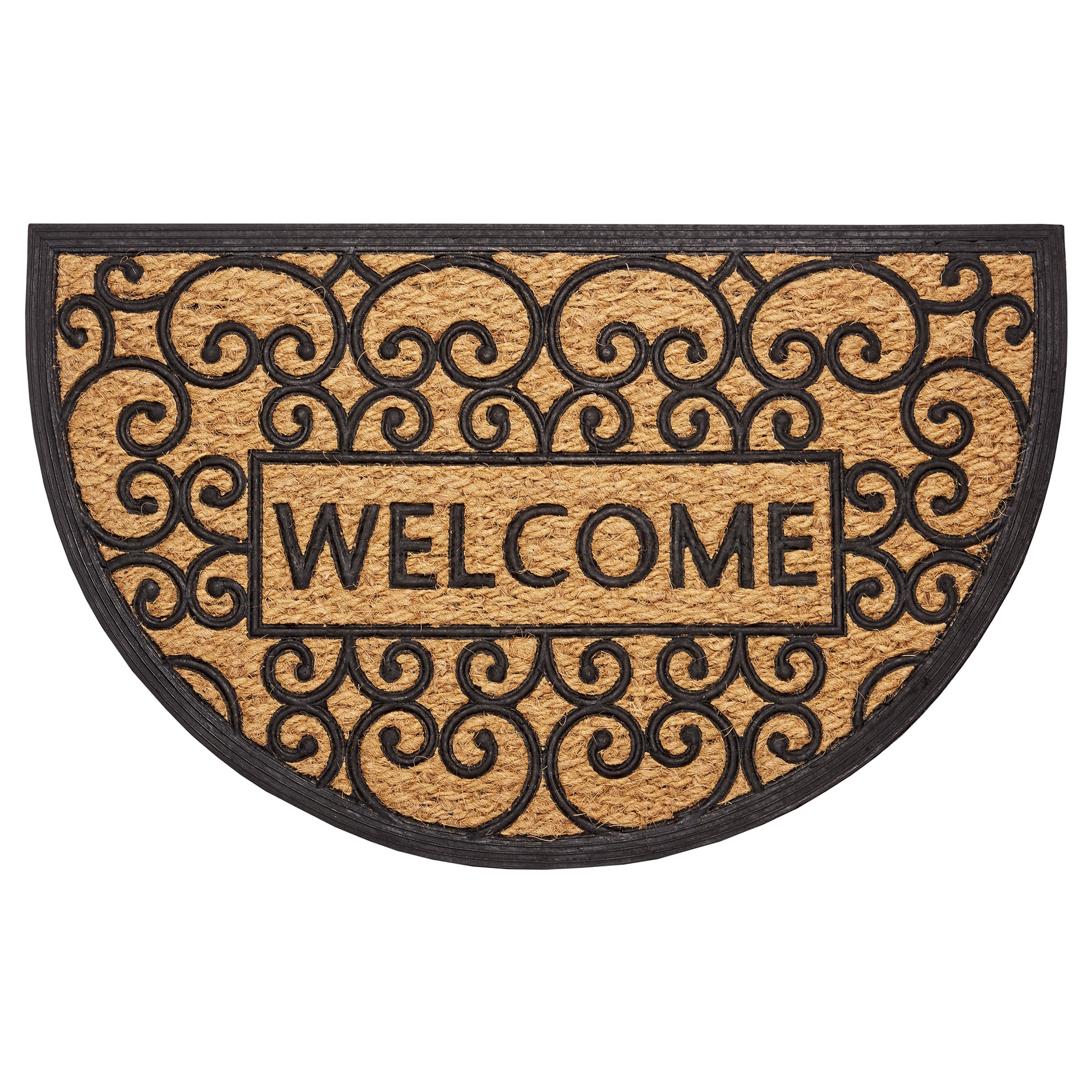 NYVI Fu&szlig;matte Kokos - Rutschfest, Wetterfest, f&uuml;r Innen und Au&szlig;en Gr&ouml;&szlig;e:45x75 cm;Farbe:Halbrund Welcome - Bild 1