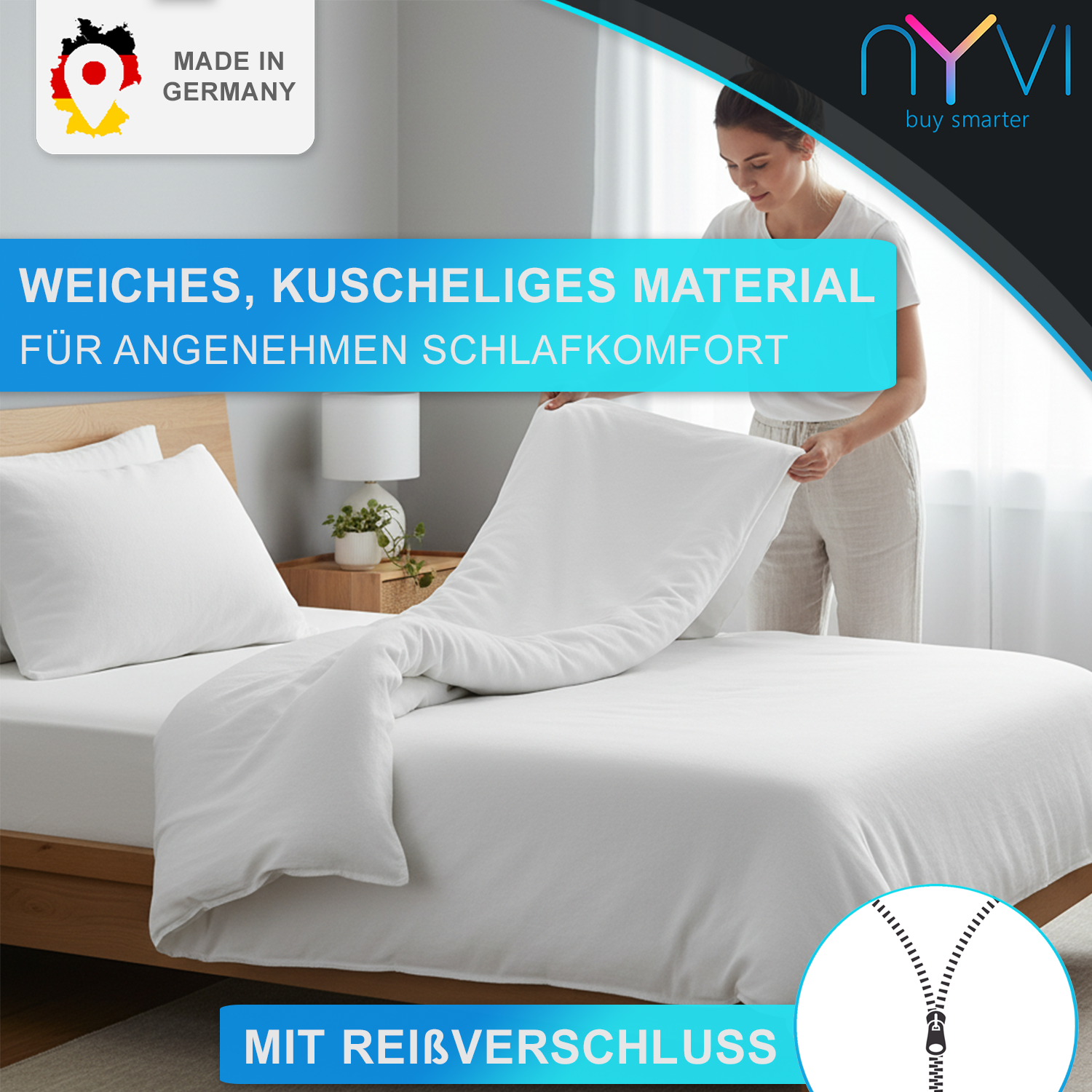 NYVI Biber Winter Bettwäsche Deluxe mit Reißverschluss