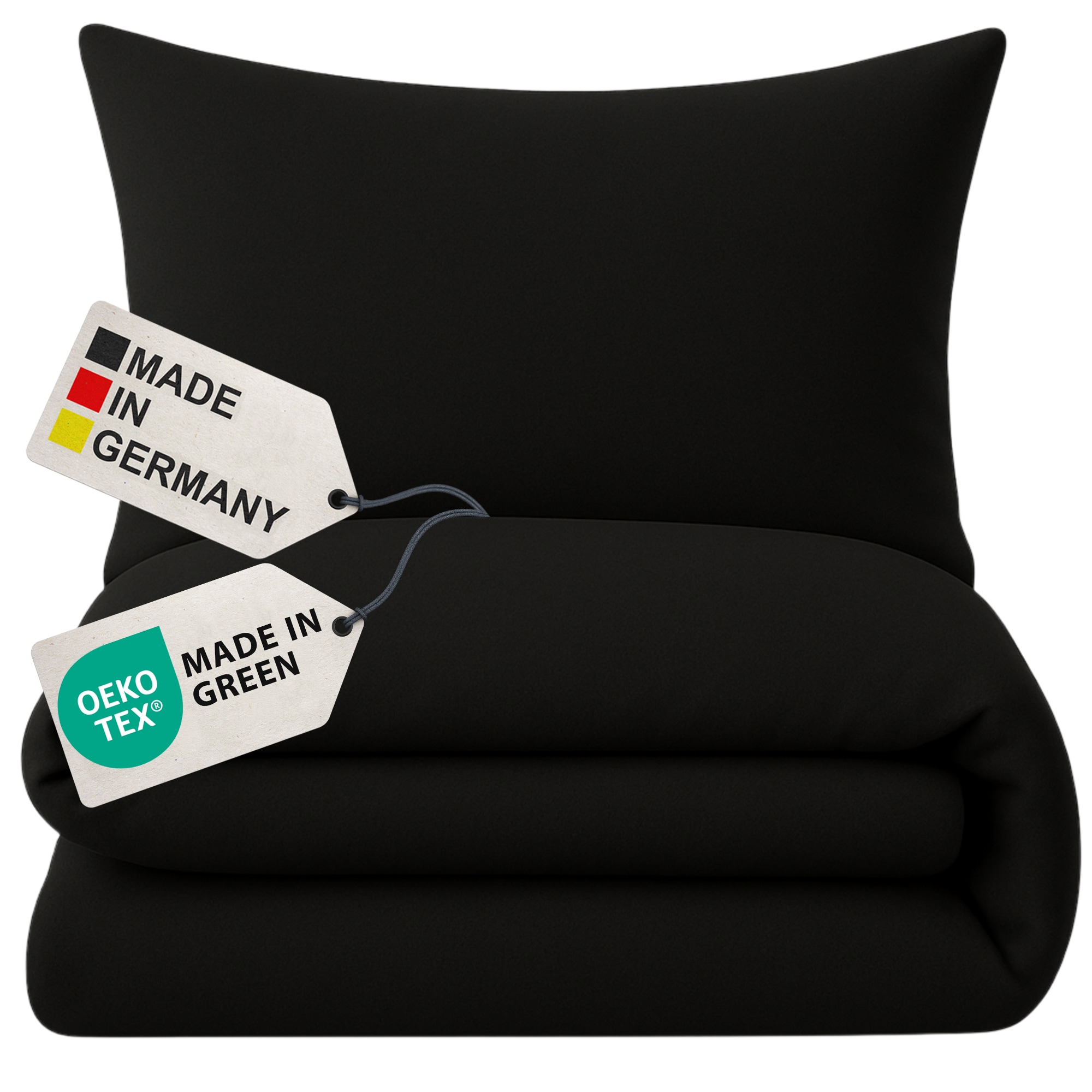 NYVI Biber Winter Bettw&auml;sche Deluxe mit Rei&szlig;verschluss - Flauschige Bettgarnitur, 100% Baumwolle, 145g/m&sup2;, Einlaufschutz Farbe:Schwarz;Gr&ouml;&szlig;e:155x220 cm - Bild 1