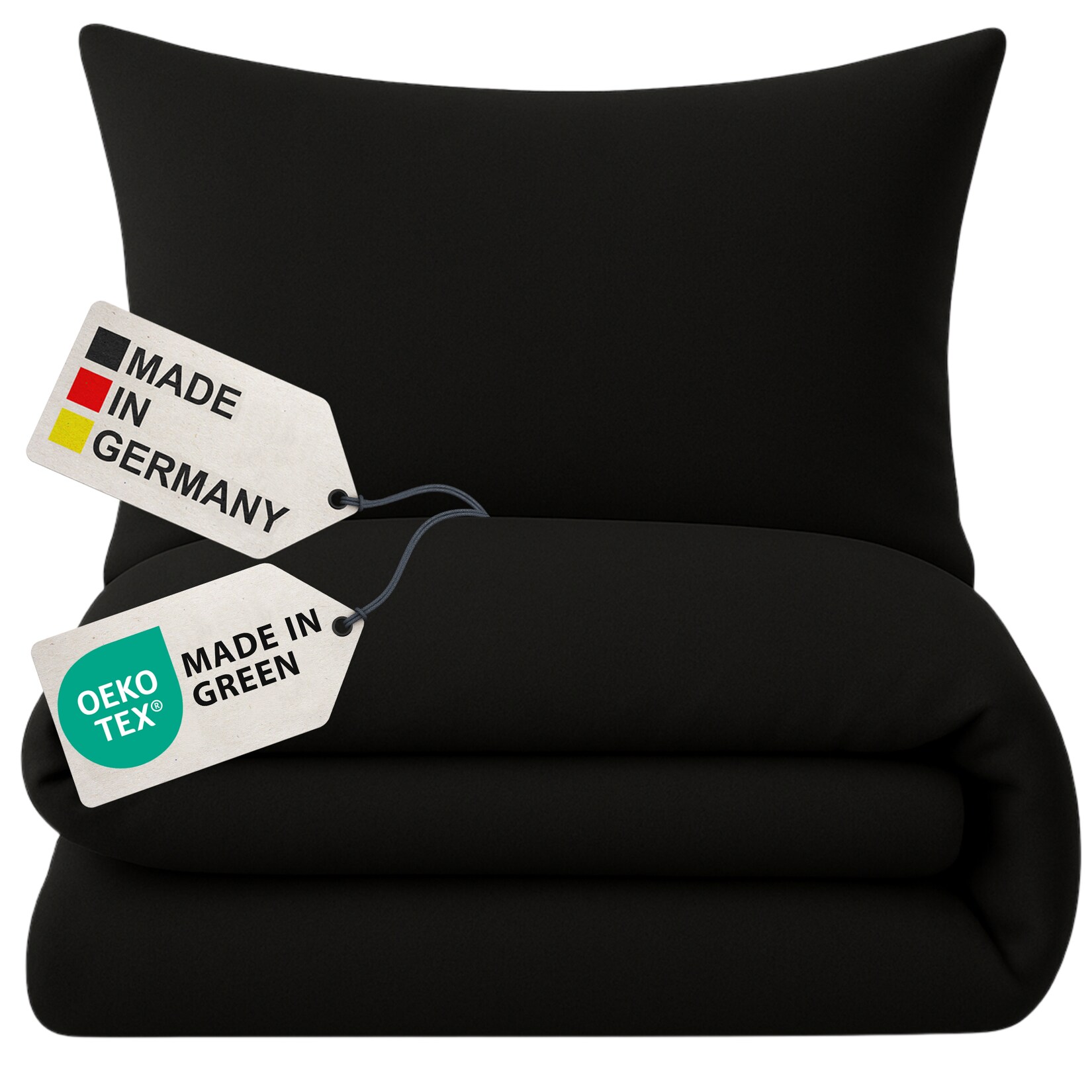 NYVI Biber Winter Bettwäsche Deluxe mit Reißverschluss - Flauschige Bettgarnitur, 100% Baumwolle, 145g/m², Einlaufschutz Farbe:Schwarz;Größe:155x220 cm