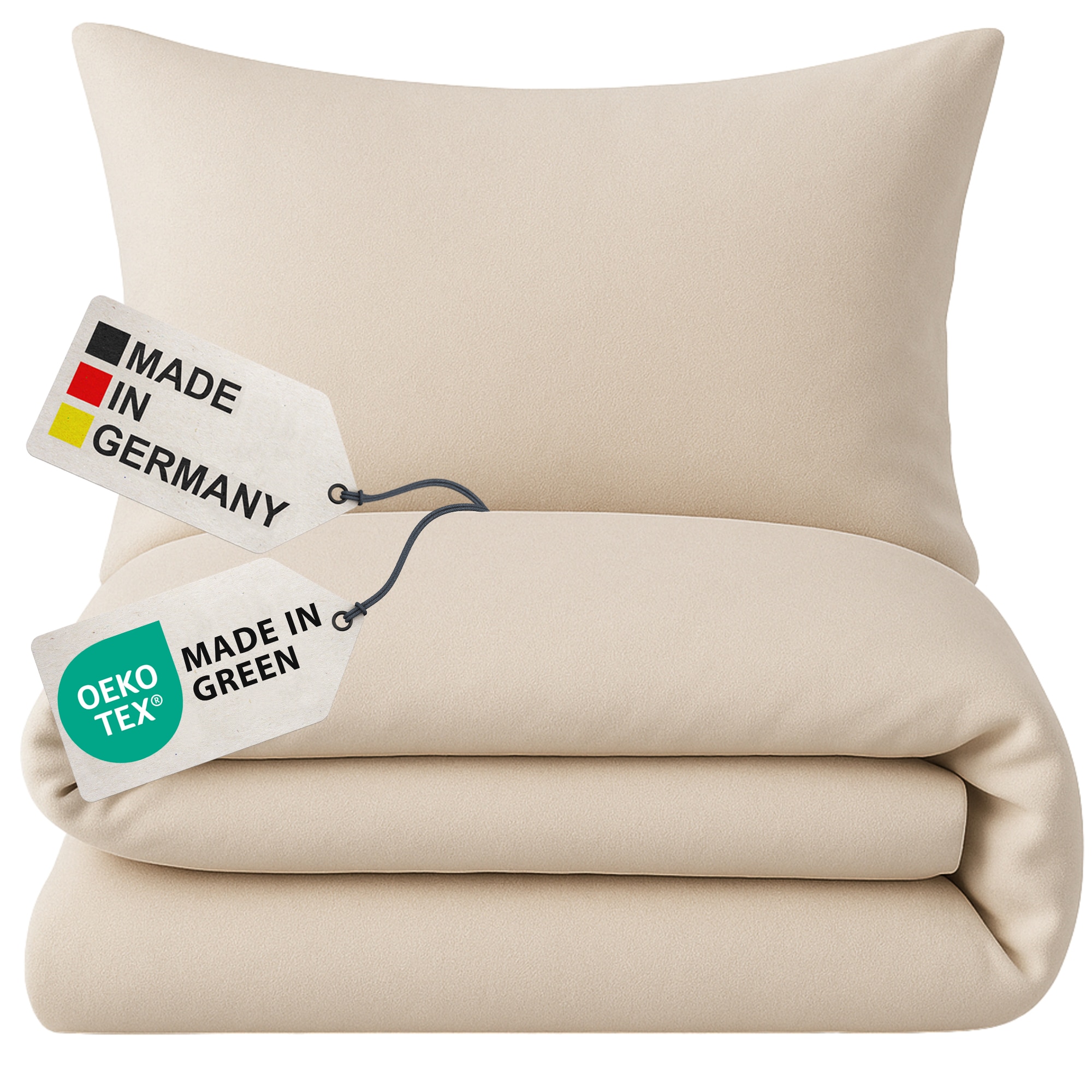 NYVI Biber Winter Bettw&auml;sche Deluxe mit Rei&szlig;verschluss - Flauschige Bettgarnitur, 100% Baumwolle, 145g/m&sup2;, Einlaufschutz Farbe:Beige;Gr&ouml;&szlig;e:135x200 cm - Bild 1