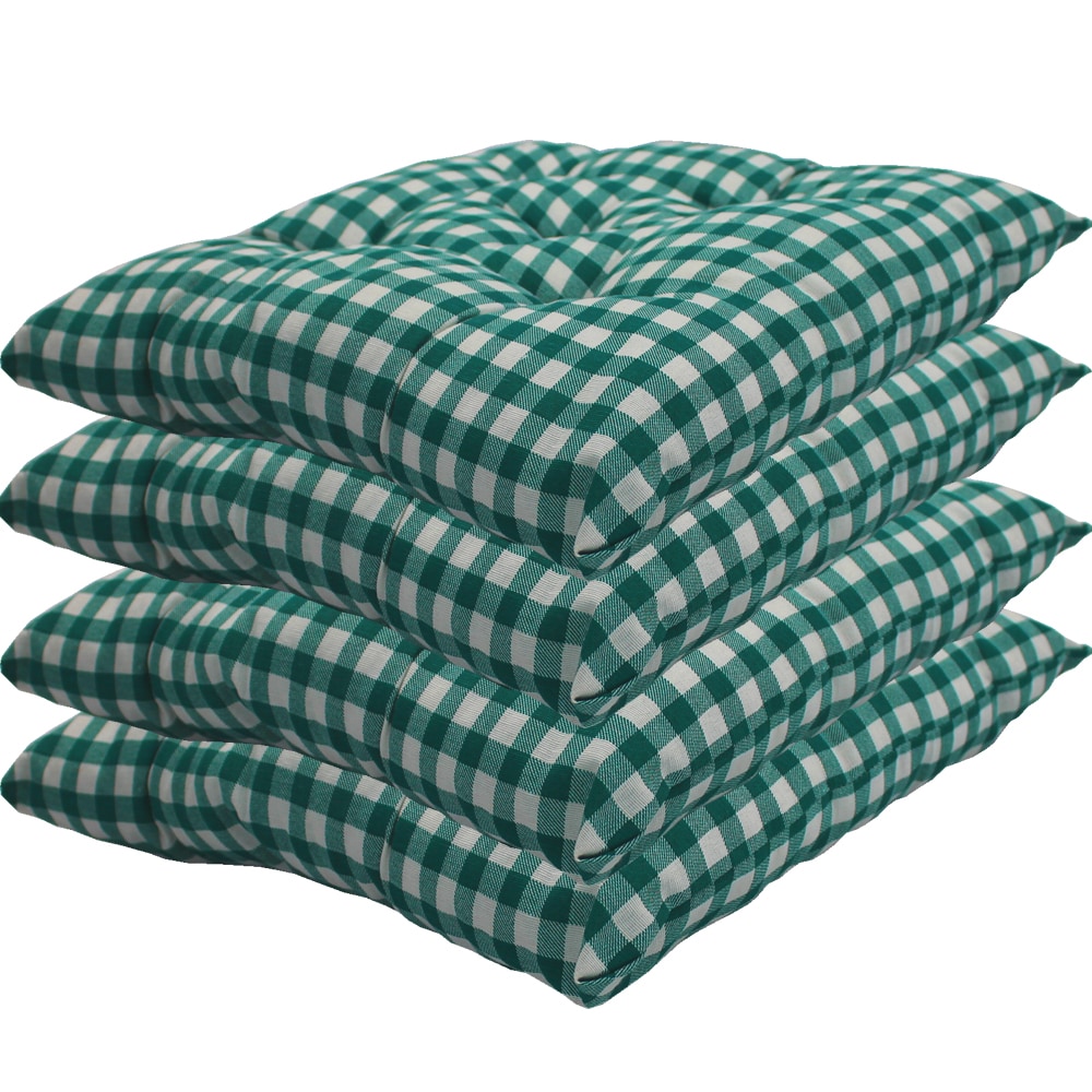 NYVI Stuhlkissen Genua 38x38 cm 4er Pack Sitzkissen mit Steppung Farbe:Karo-Gr&uuml;n - Bild 1
