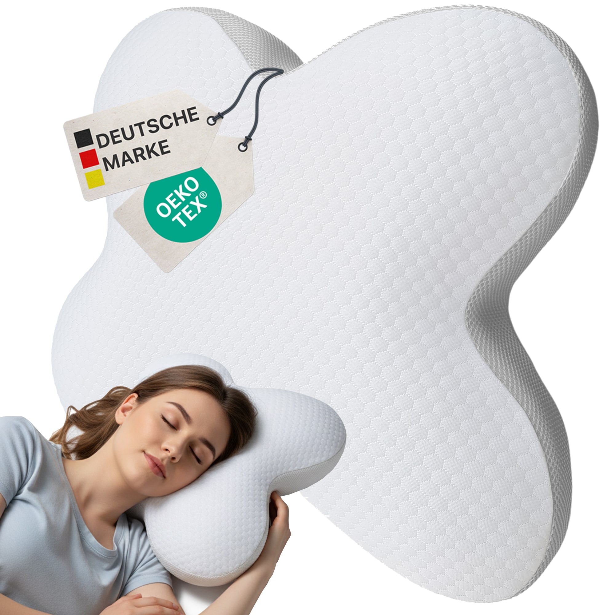 NYVI Nackenst&uuml;tzkissen NYVICloud - Kopfkissen mit Viskoelastischem Memoryschaum - Schmetterlingskissen f&uuml;r Seitenschl&auml;fer, R&uuml;ckenschl&auml;fer, Bauchschl&auml;fer - Bild 1